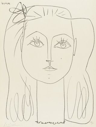 Pablo Picasso. Françoise with a Bow in Her Hair (Françoise au Noeud dans les Cheveux). June 14, 1946