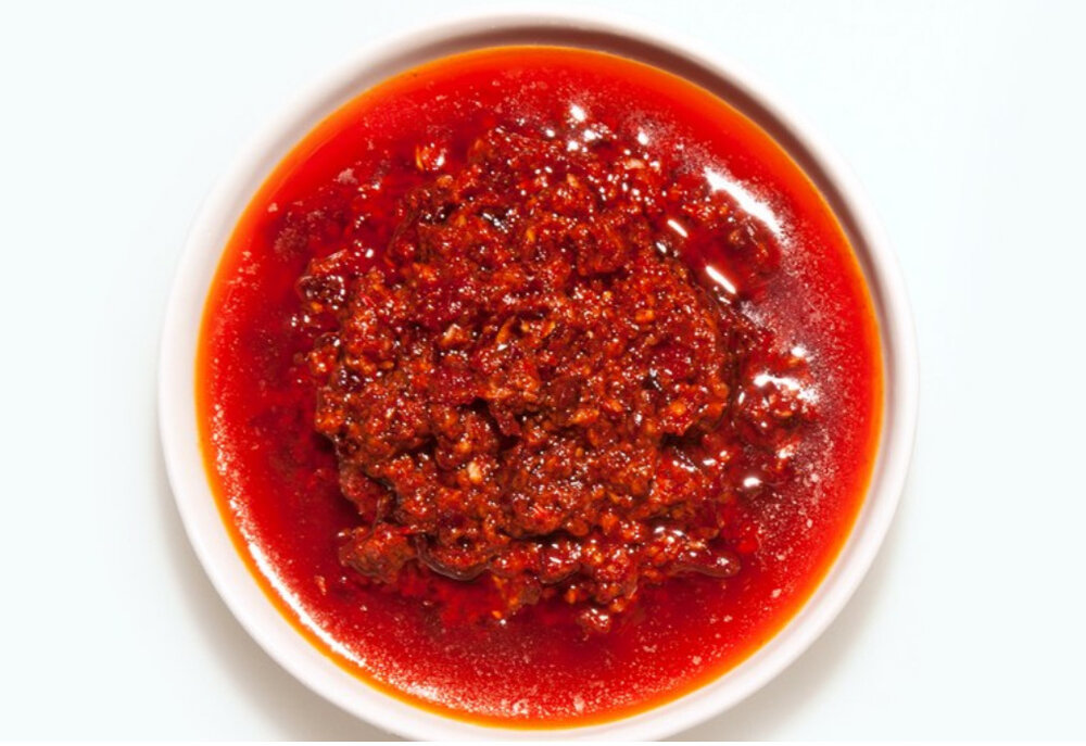 Smoky, chili-based Mojo Rojo sauce from Bon Appetit