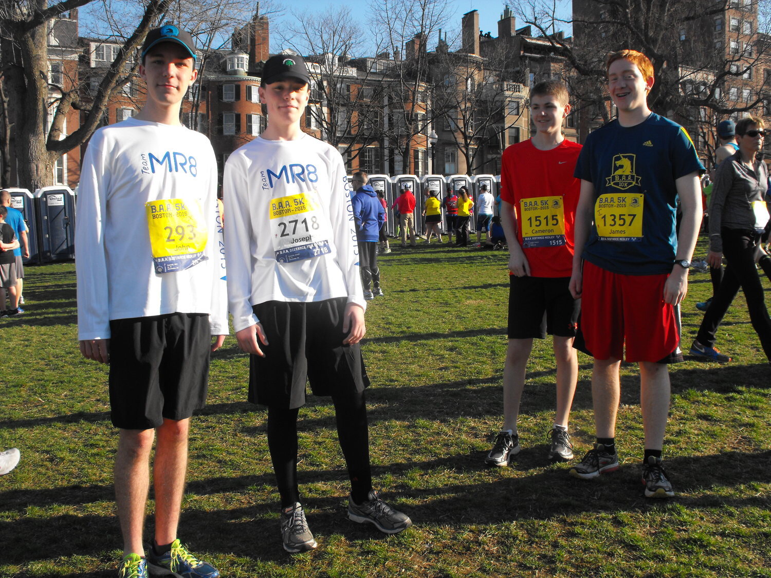  Boston. April 18, 2015. Thousands make their way through the beginning of the racecourse in a steady stream of different colors, backgrounds, Boston Strong shirts, and Martin Richard 8 jerseys, all with a personal vendetta - some running for persona