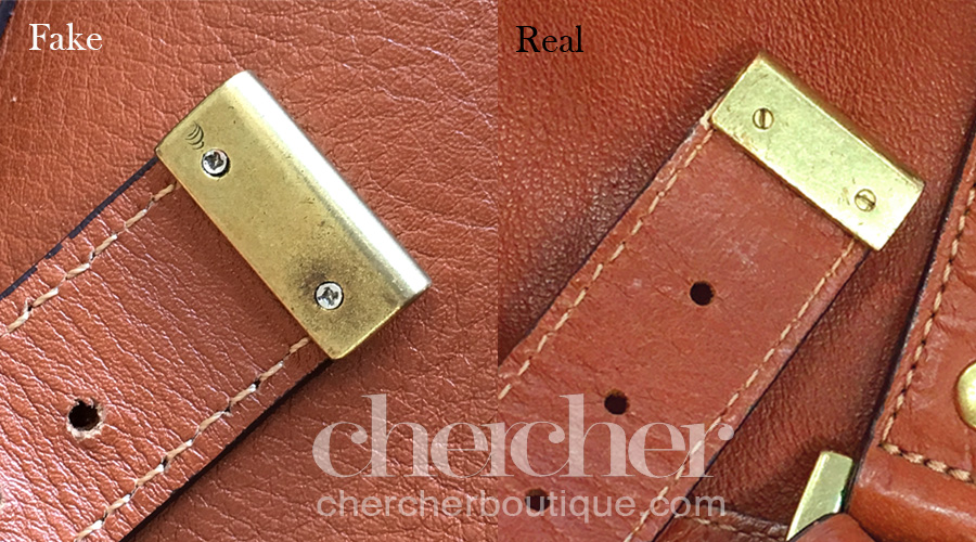 The fake bag has obviously sloppy screw finishing.