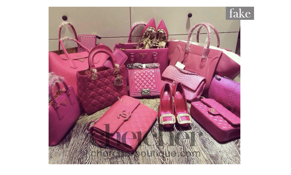 A replica seller's social media post. As beautiful as the curation is, none of the products are real.