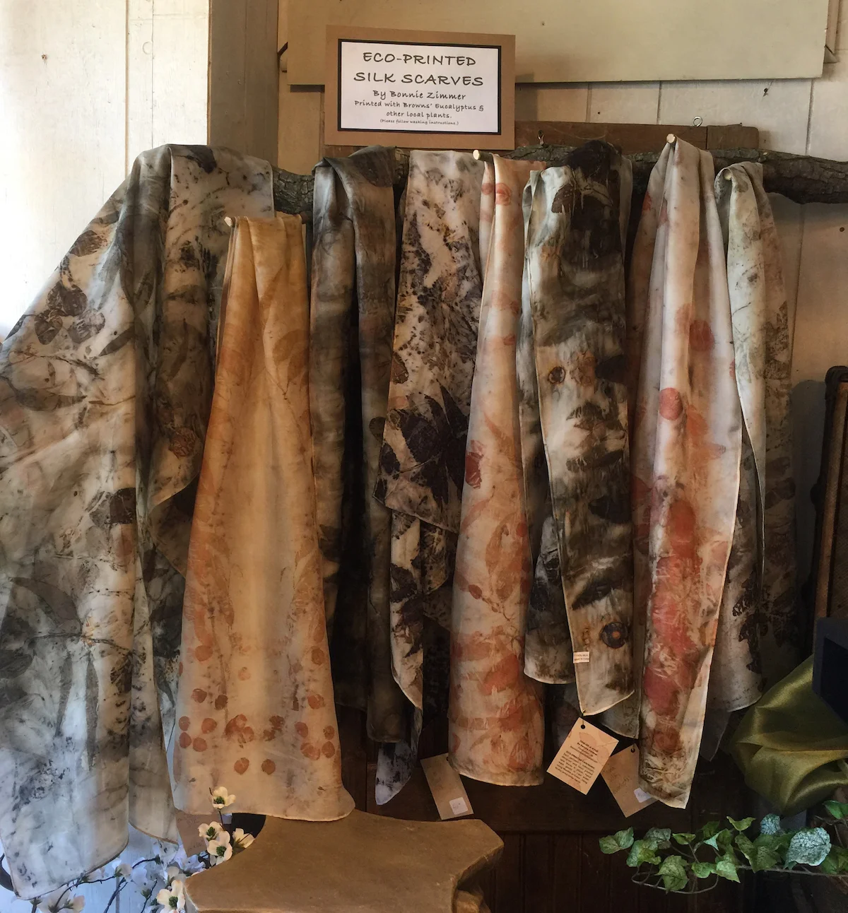 Eco dyed china silk scarves