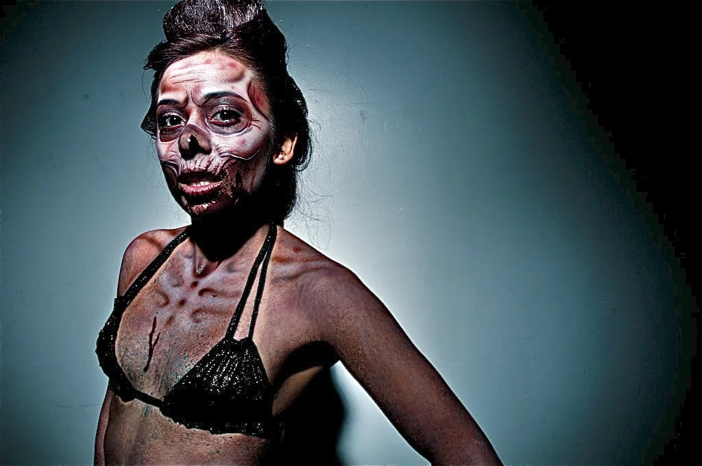Zombie in black and gold triangle top