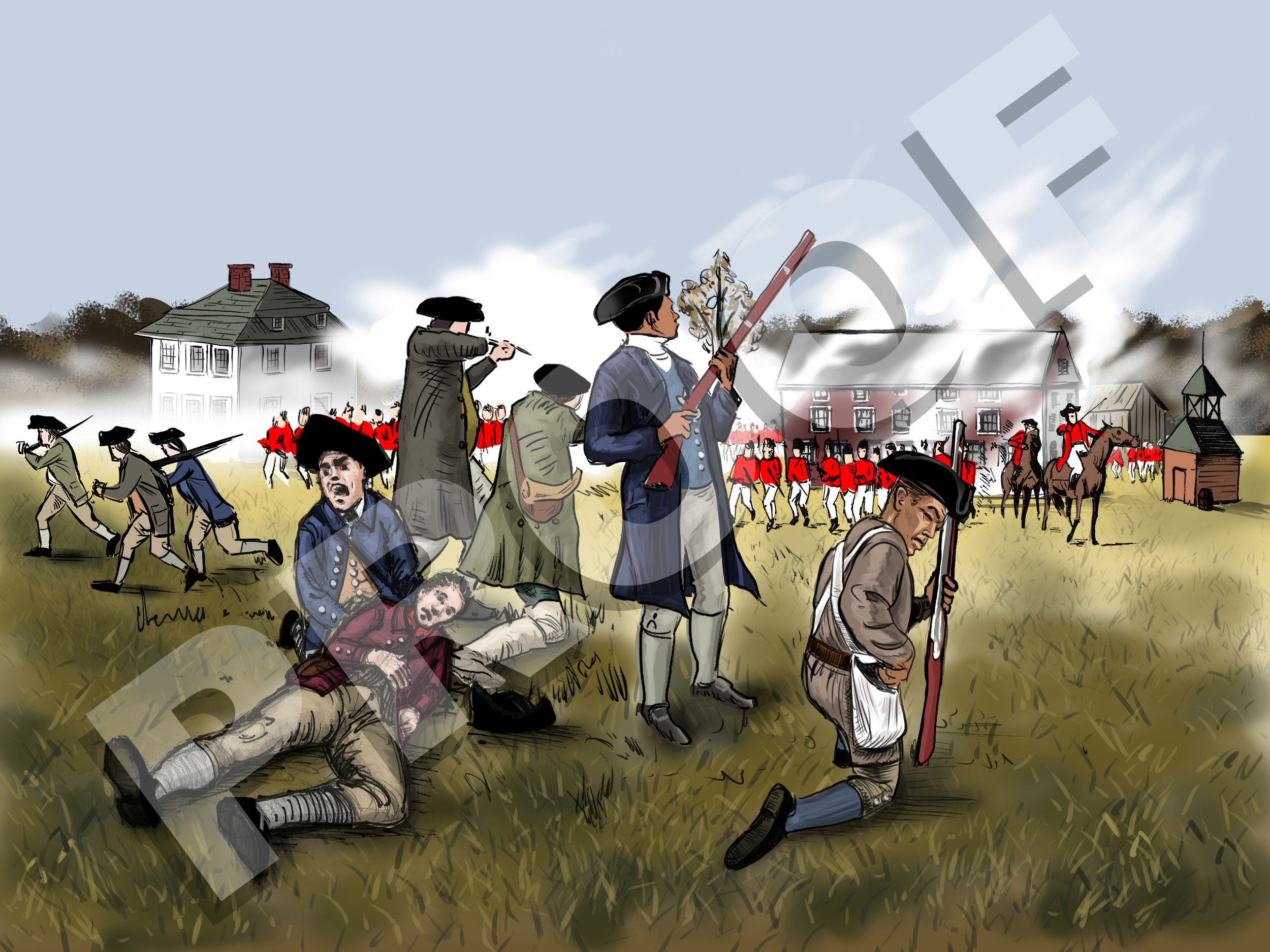 Black Patriots of Lexington, Digital Illustration.