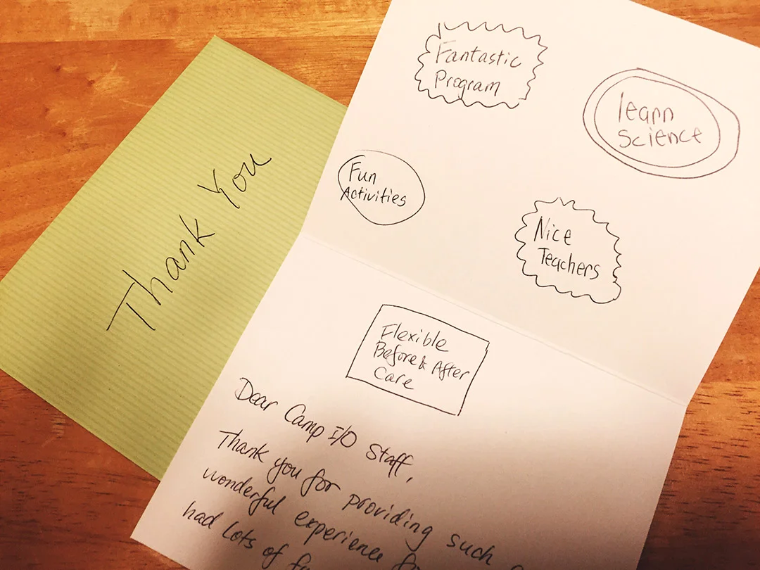 A special thank you from a parent of a camper (Summer 2015)