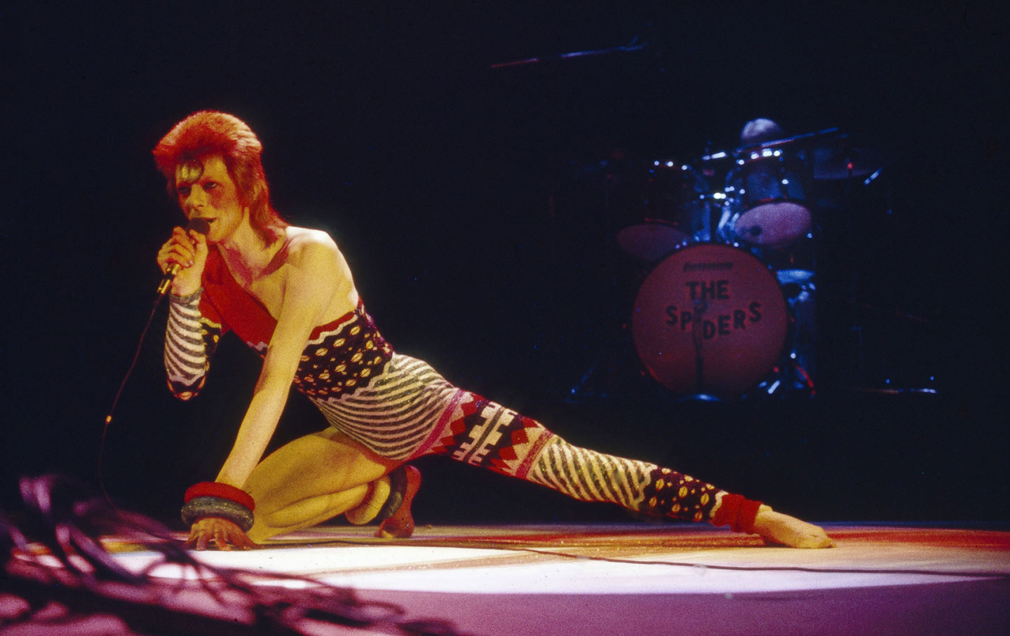 David Bowie at the Hammersmith Odeon, 1973 - Ziggy Stardust and the Spiders from Mars tour, photo via Associated Press.