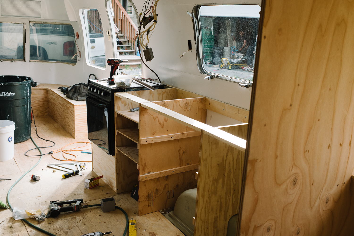  putting in the cabinets 