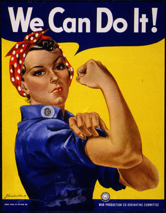 "Rosie the Riveter" plakatas (nors pozavo visai ne ji)