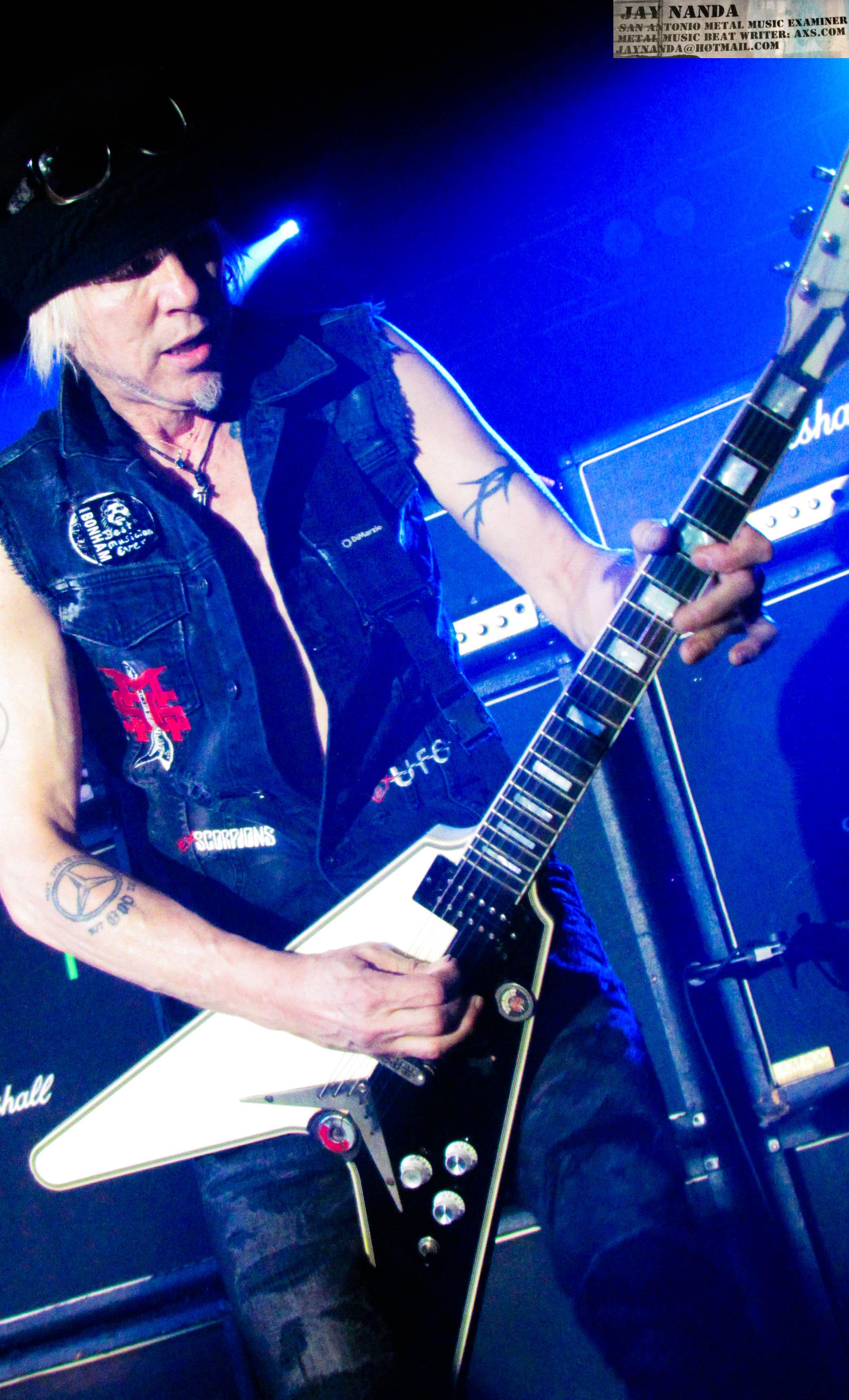 Click the appropriate link within to watch ATM's exclusive pre-show interview with Schenker, to which he also brought along this Dean Flying-V guitar.