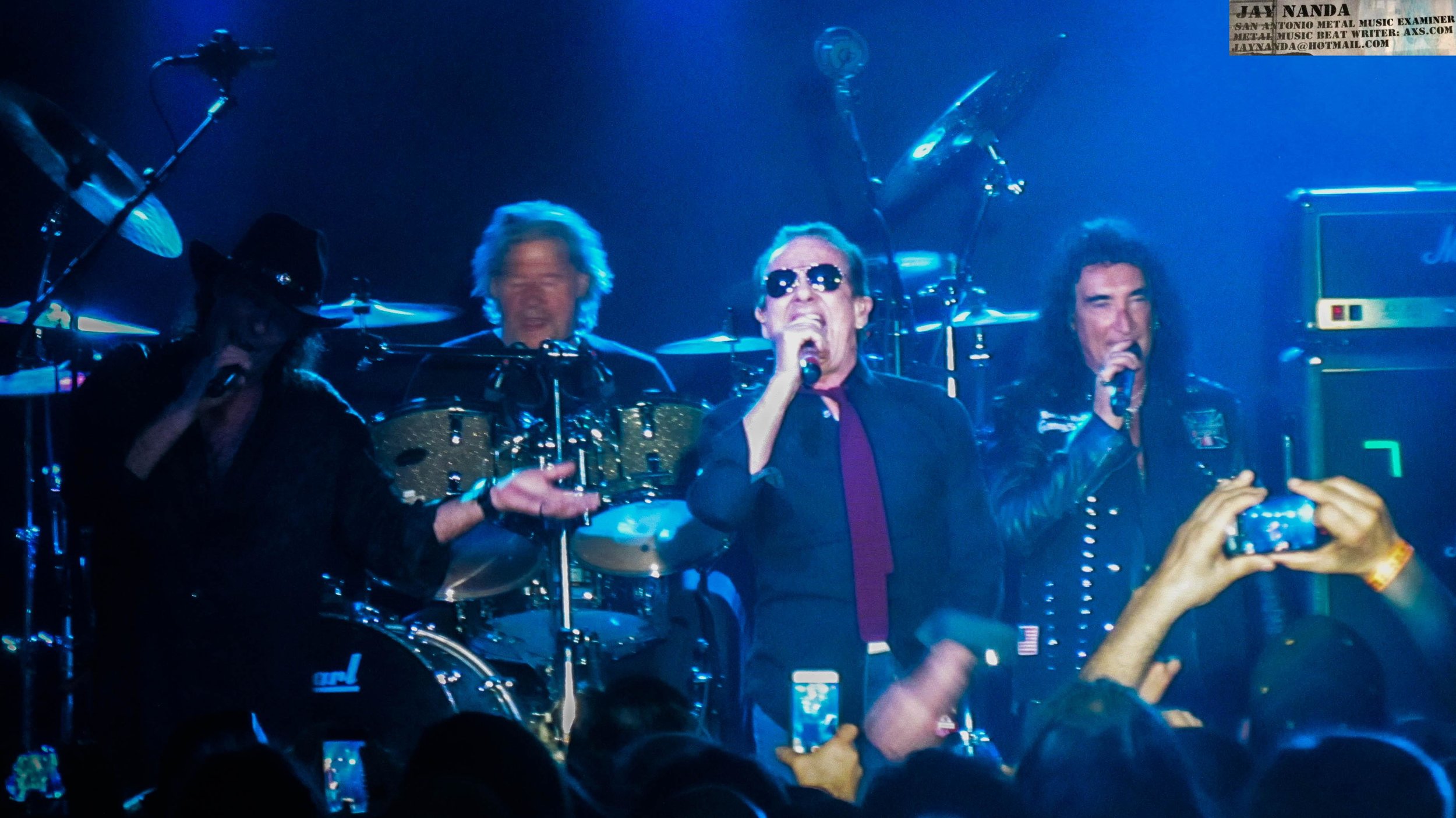  Singers Gary Barden (from left), Graham Bonnet and Robin McAuley join drummer Ted McKenna in performing one of 30 songs on the night. 