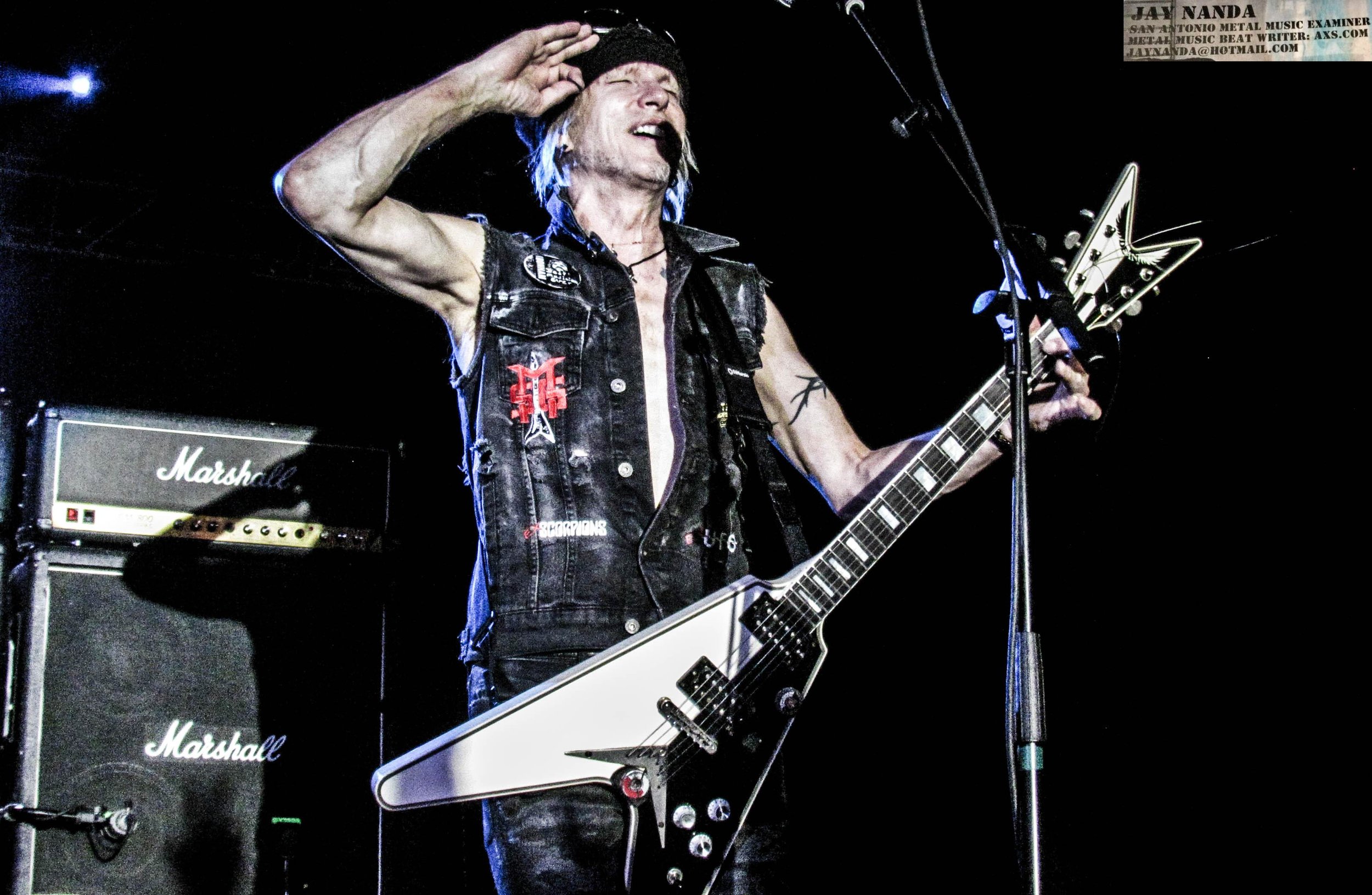  Schenker salutes the crowd, but in truth, the fans were not worthy to a 2-hour, 40-minute performance that spanned his Scorpions, MSG and UFO career. 