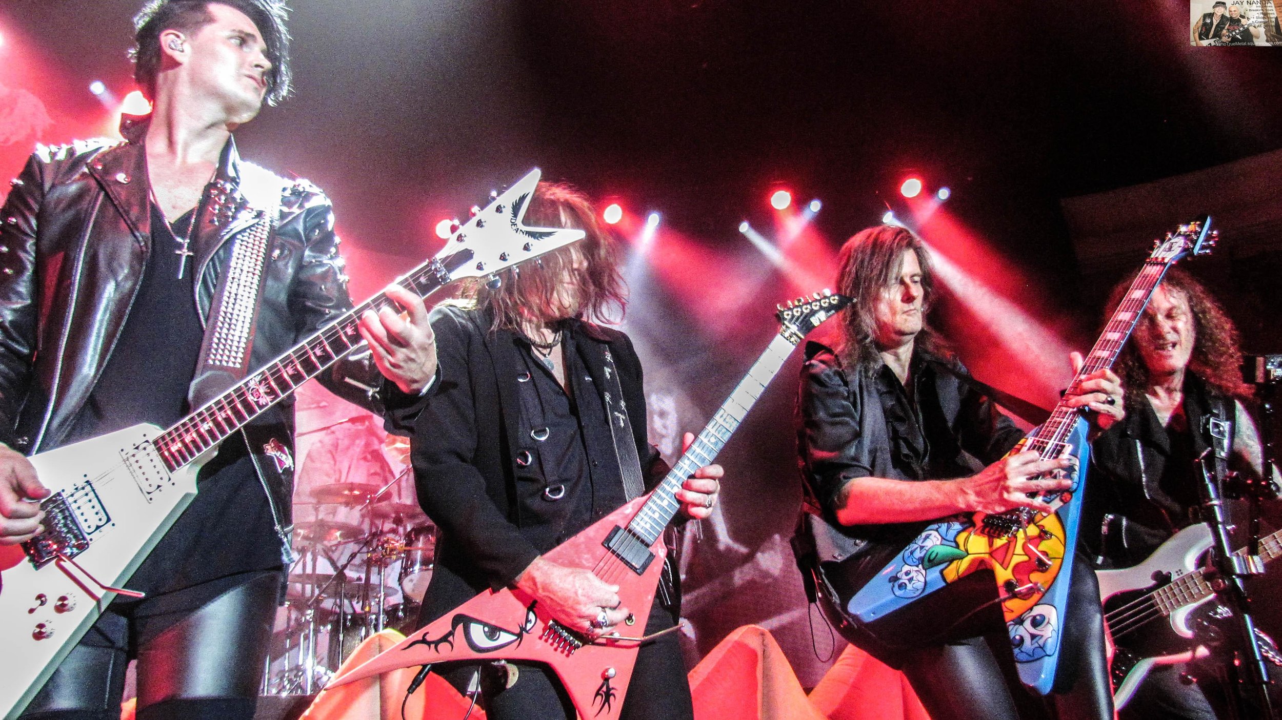  Helloween’s “Pumpkins United” tour stopped at the Hollywood Palladium in Los Angeles last Saturday night, with guitarists (from left) Sascha Gerstner, Kai Hansen, Michael Weikath and bassist Markus Grosskopf coming together on opening track “Hallowe
