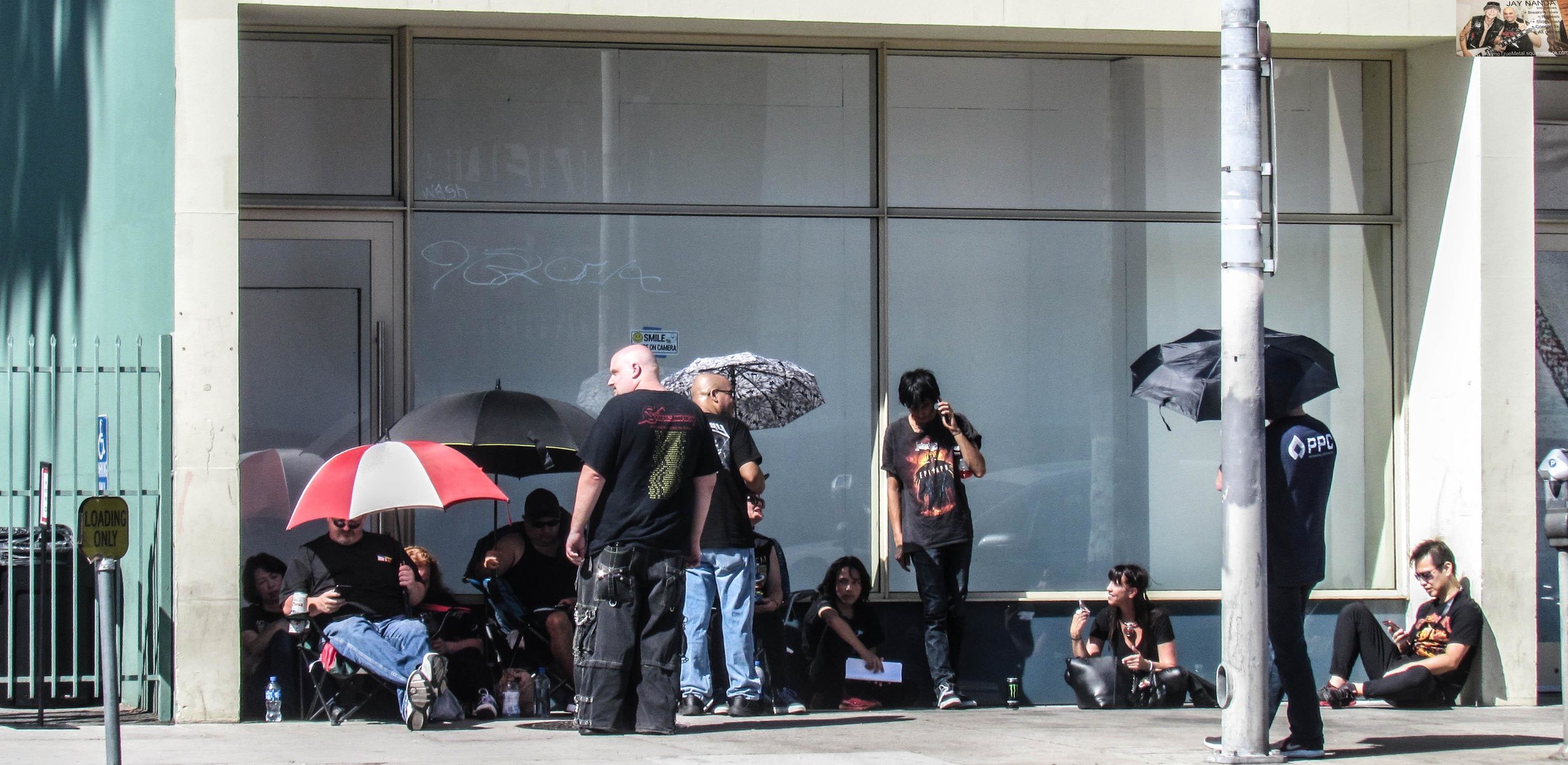 Fans line up at the Palladium four hours before the doors open for Helloween’s 2-hour, 40-minute performance.