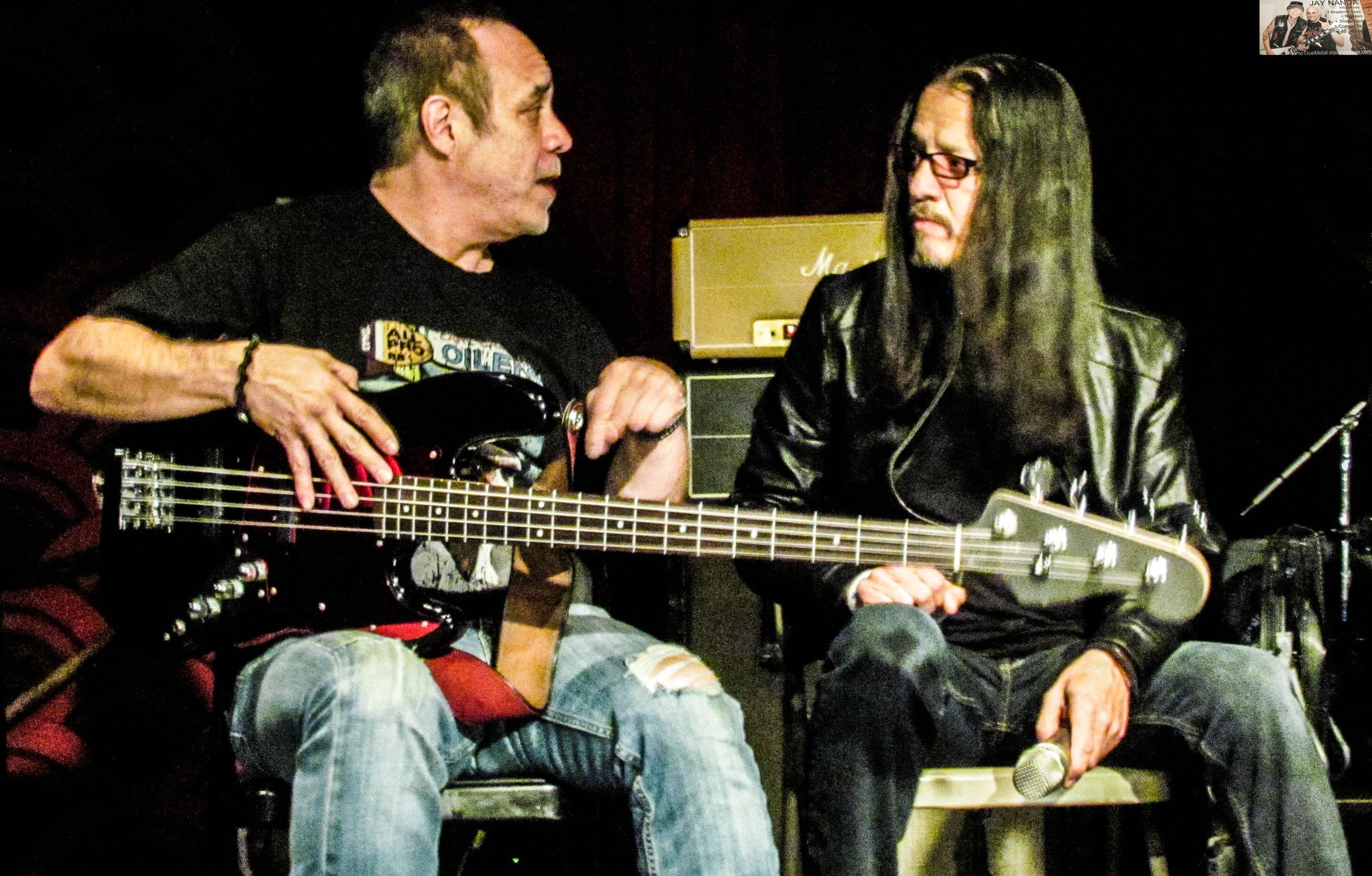  Villareal engages in conversation with bassist Pete Perez, who played in Riot, Syrus and rounded out the Jarzombeks’ trio known as Spastic Ink. 