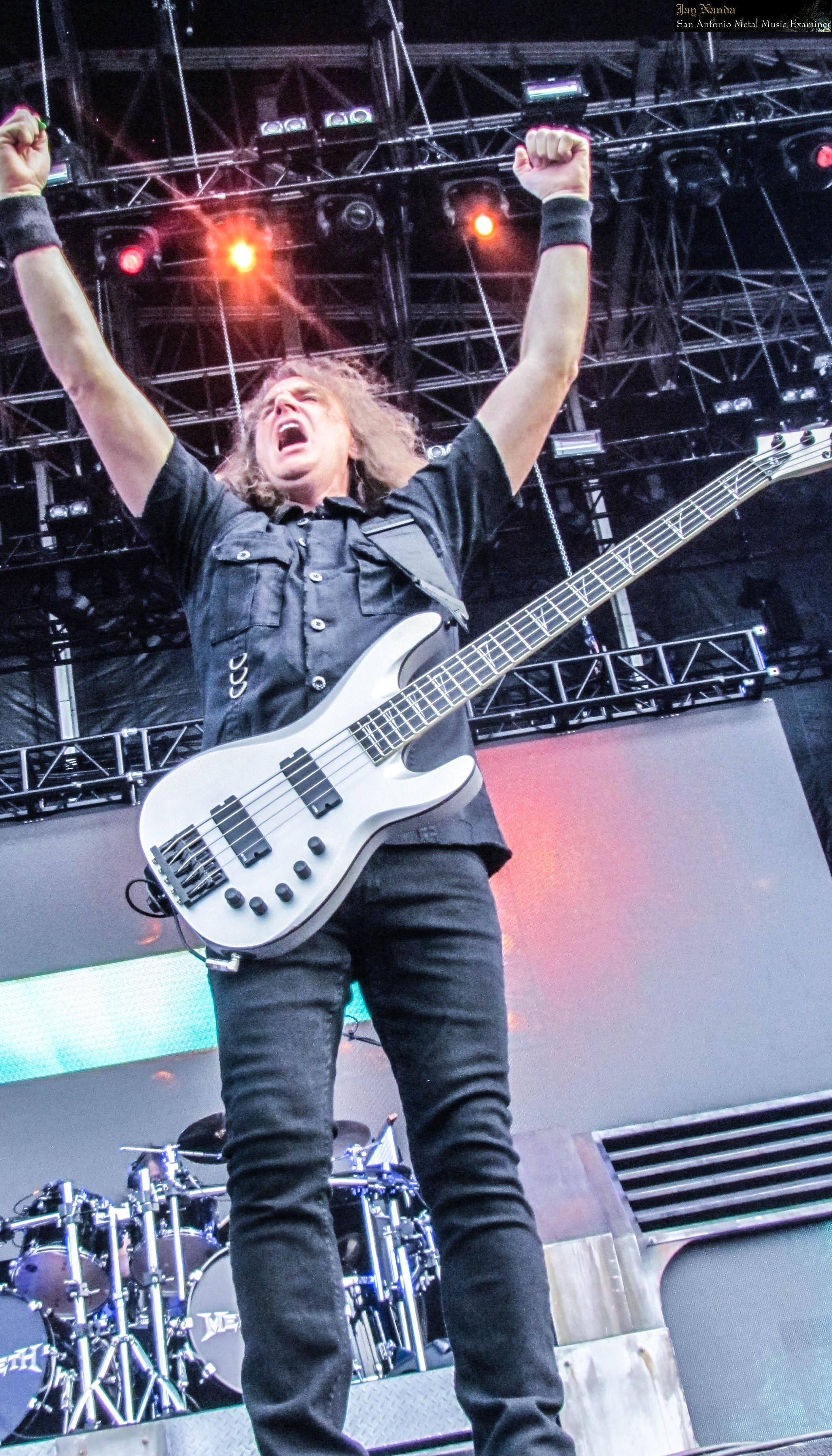  Ellefson whoops it up at the River City Rockfest outside the AT&amp;T Center in 2016. 