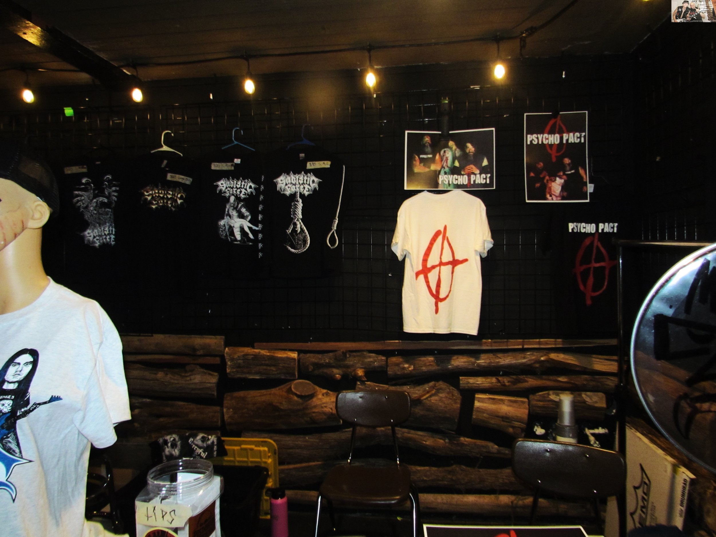  Merch is displayed for Austin natives Sadistic Force and Houston’s Psycho Pact. 