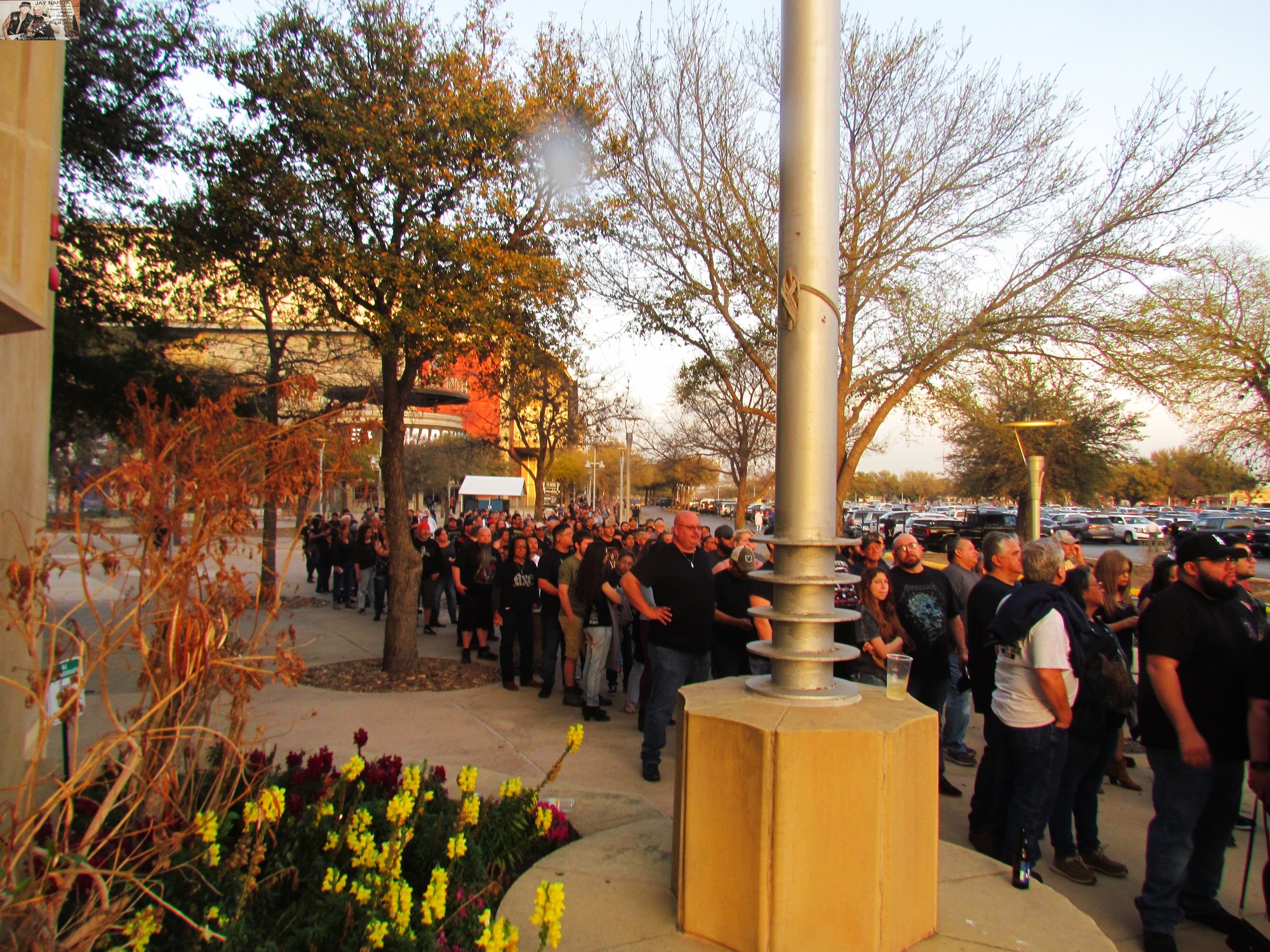  The line to get in stretches back to the AT&amp;T Center on one side of Freeman Coliseum. 