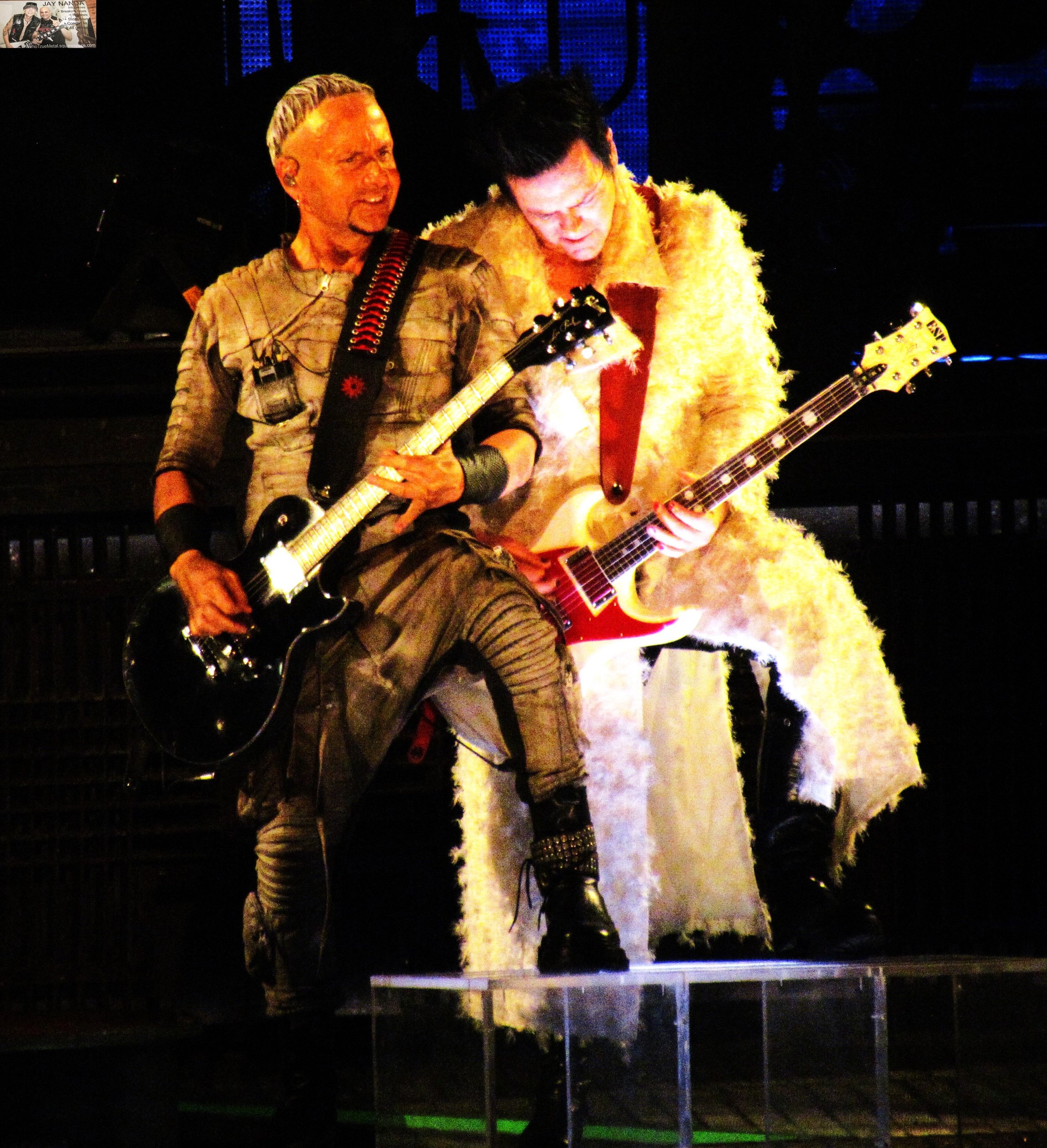  Guitarists Paul Landers (left) and Richard Kruspe join forces for some riffs — and later would team up for a kiss. 