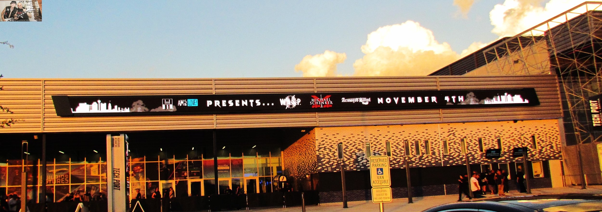  The marquee displays the bands in the spotlight for the evening.  