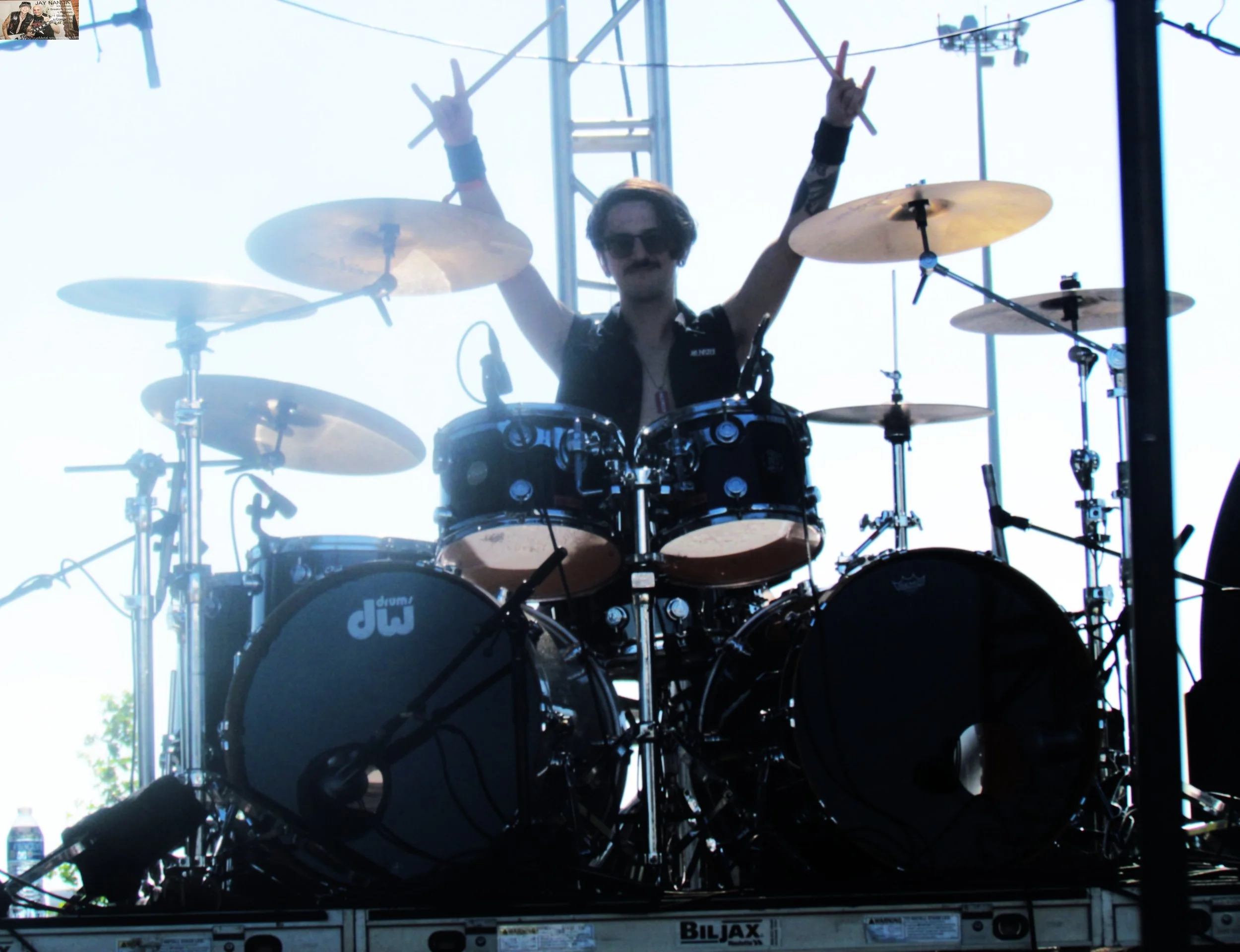  Jacob Lee Coleman prepares to do his own version of 40 minutes of destruction behind the kit.  