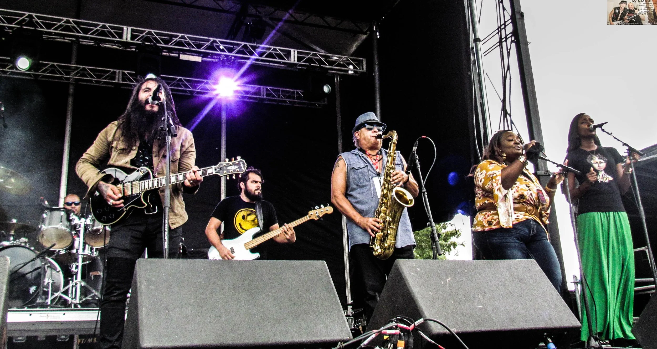  The 2018 version of The Revival at the final River City Rockfest outside the AT&amp;T Center featured a saxophone player and church-choir backup vocalists joining King on guitar.   