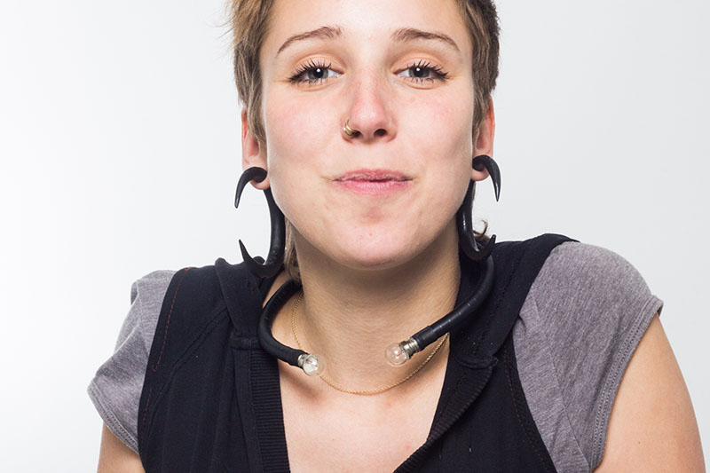 Julia inside studio in Valencia, Spain