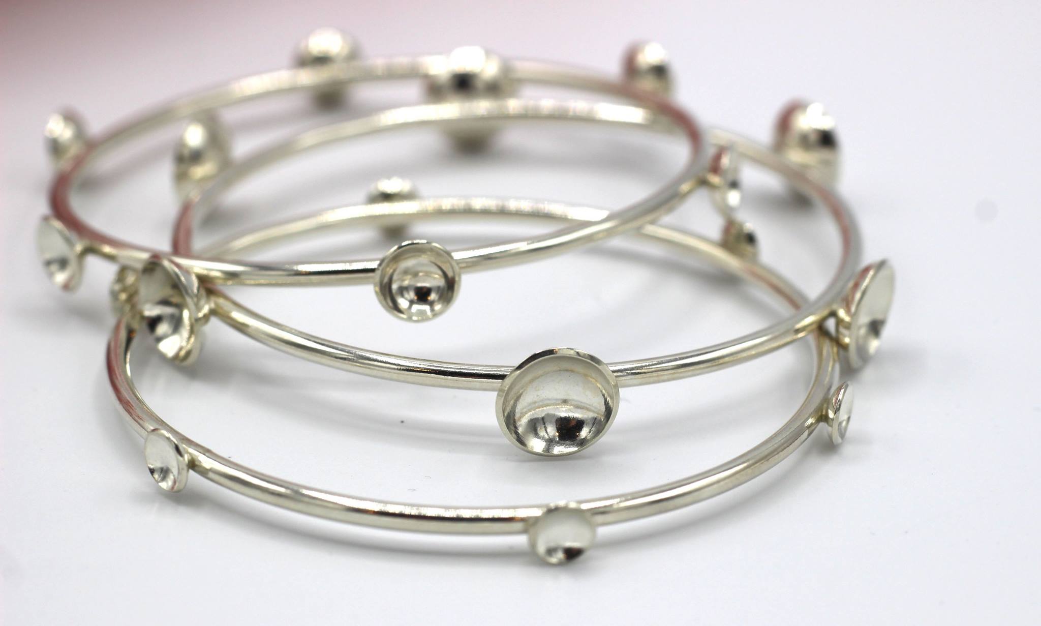 Sterling silver dome bangle bracelets