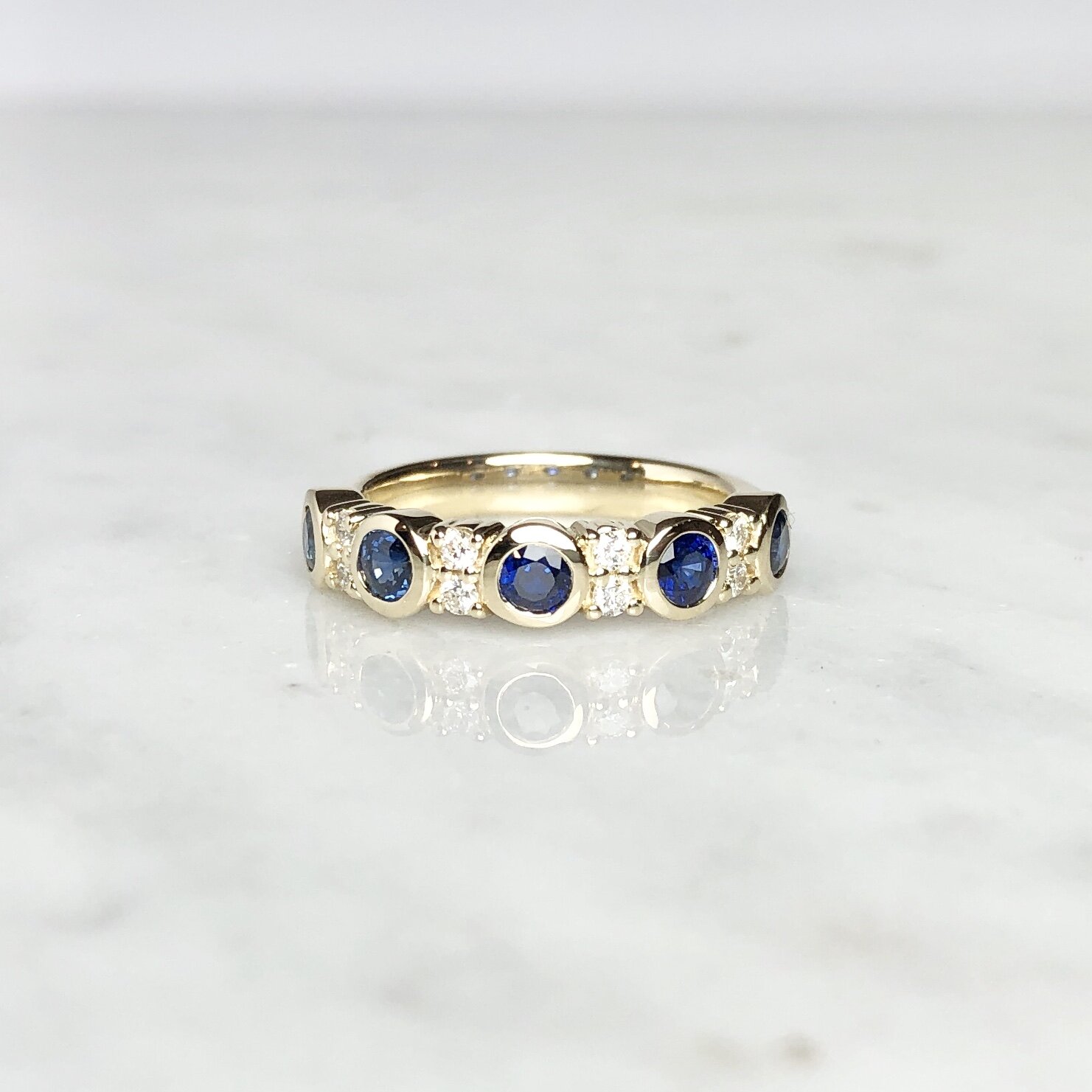 Custom Sapphire &amp; Diamond Band