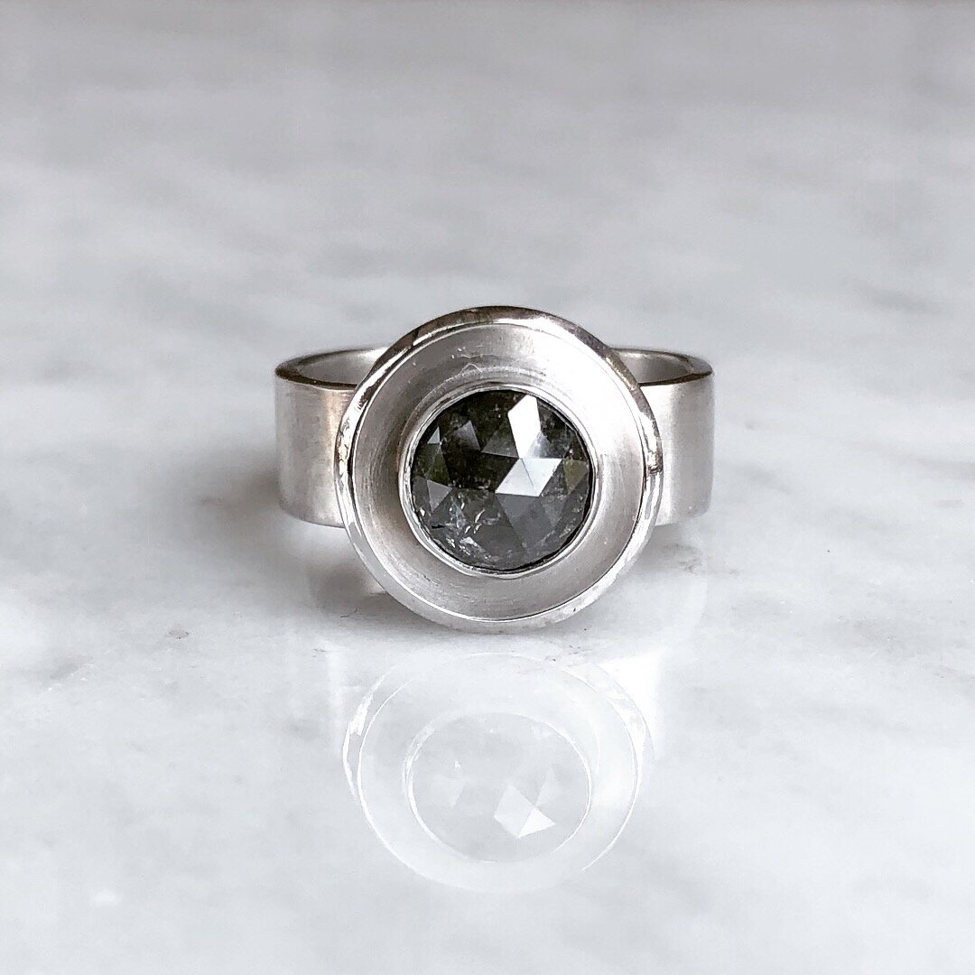 Custom Salt &amp; Pepper Diamond Ring