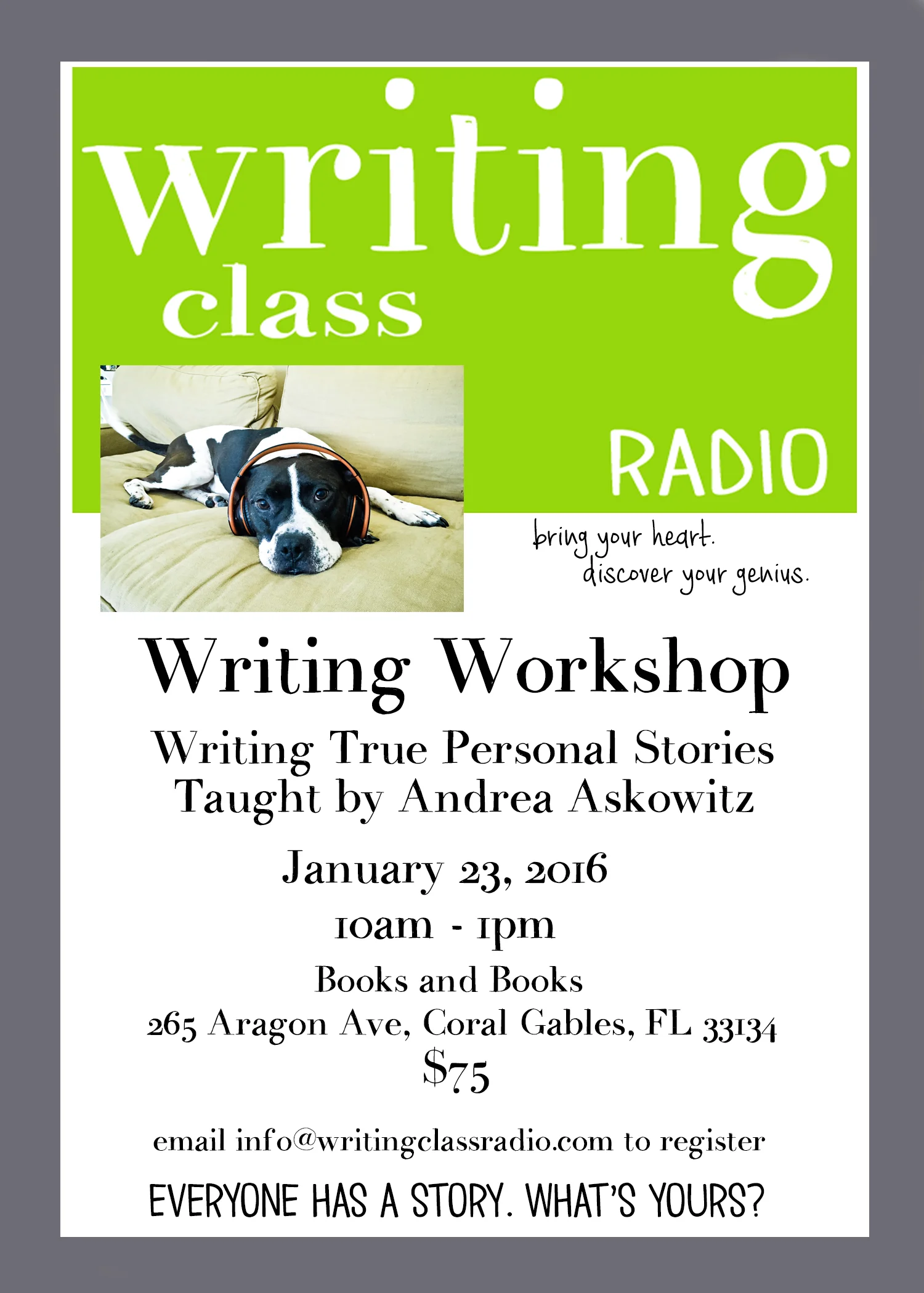 Writing Workshop January 23, 2016