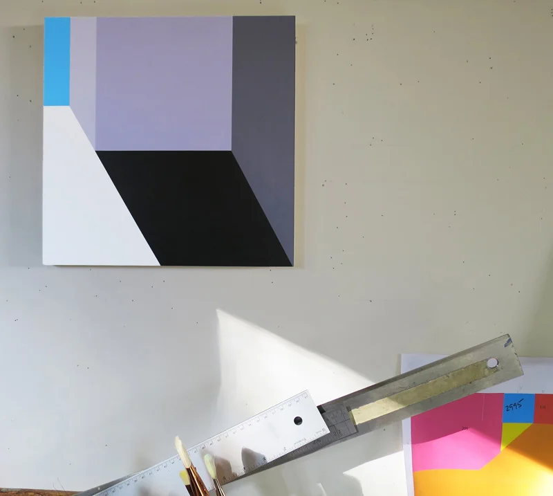 Scene 146 in the studio, acrylic on panel, 12x12"