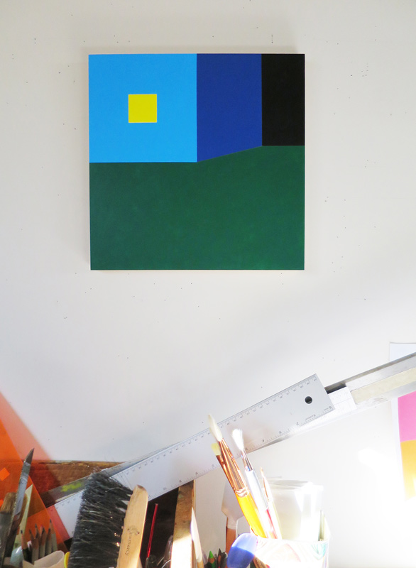 Scene 147 in the studio, acrylic on panel, 12x12"