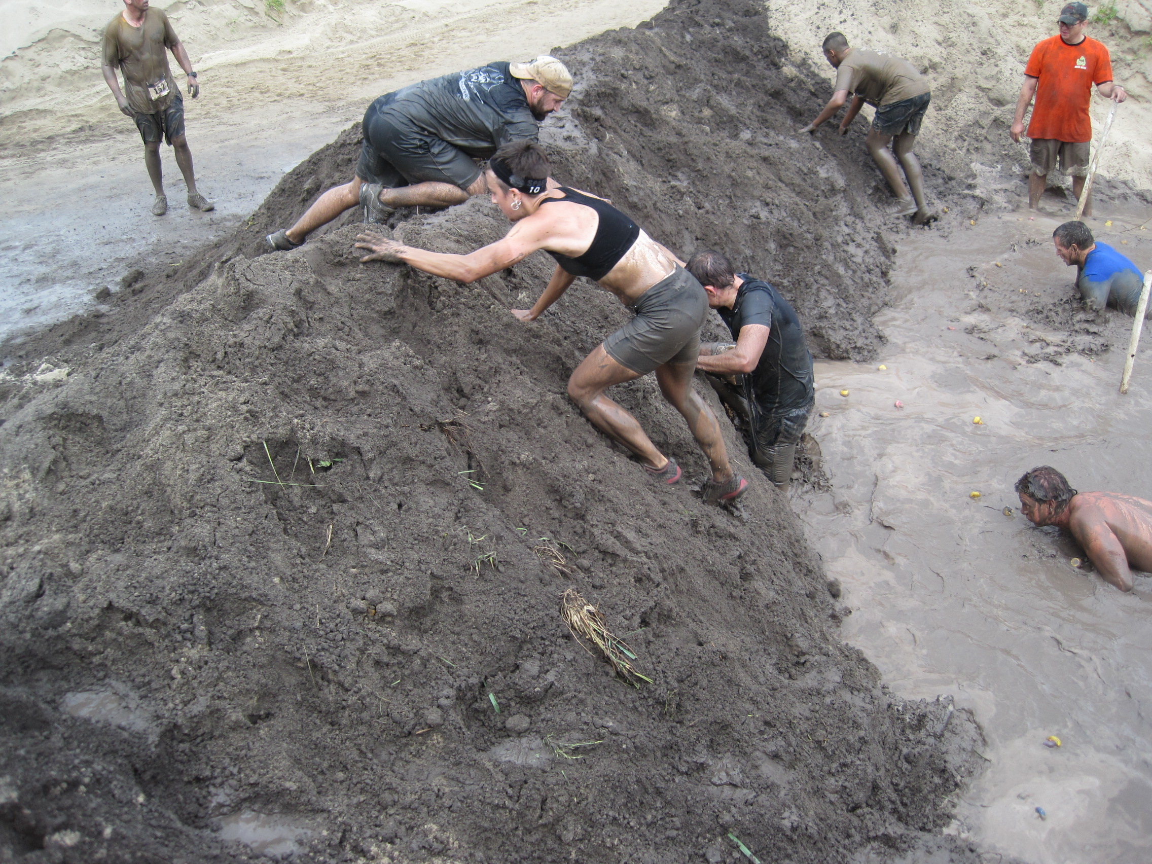 Getting out of the mud pit and up, yes, another sand dune