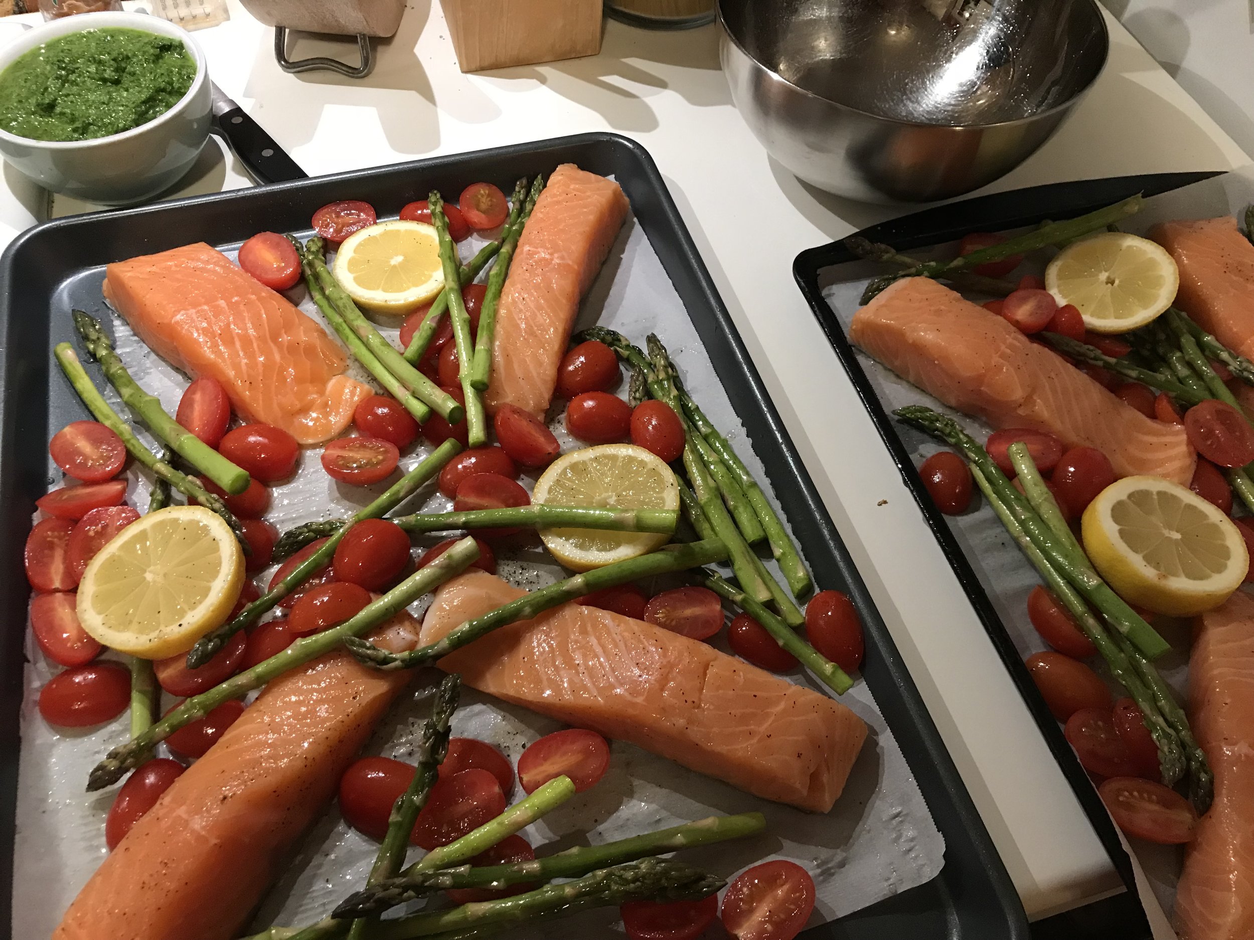 Sheet pan salmon. Technically low-carb, but also just a super healthy dinner option.