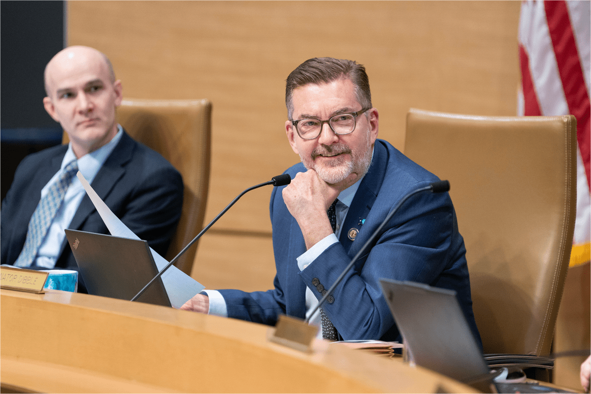 Senator Scott Dibble attends a Senate Hearing