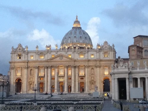 St. Peter's Basilica as the sun was coming up just before 7:00.
