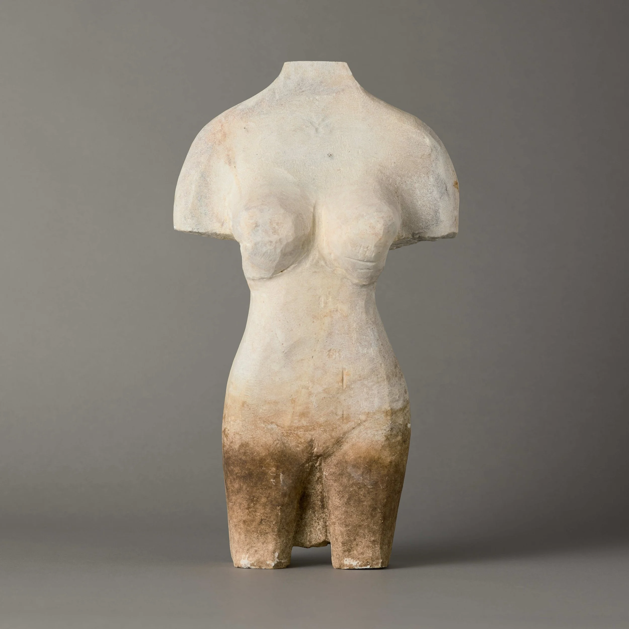 Hand-Carved Female Torso Stone Sculpture