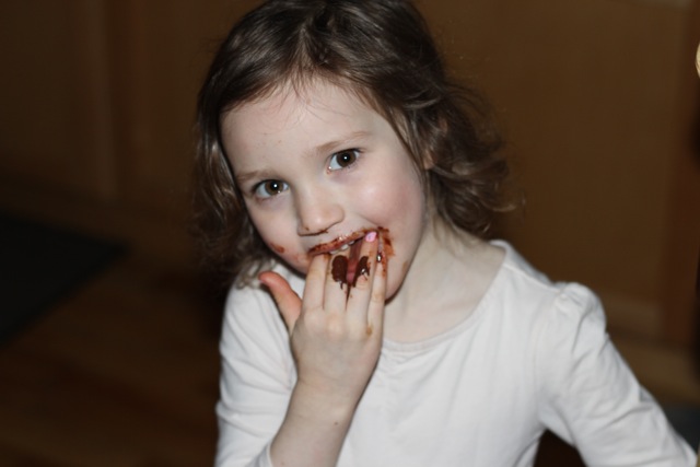 Sampling the chocolate fountain!