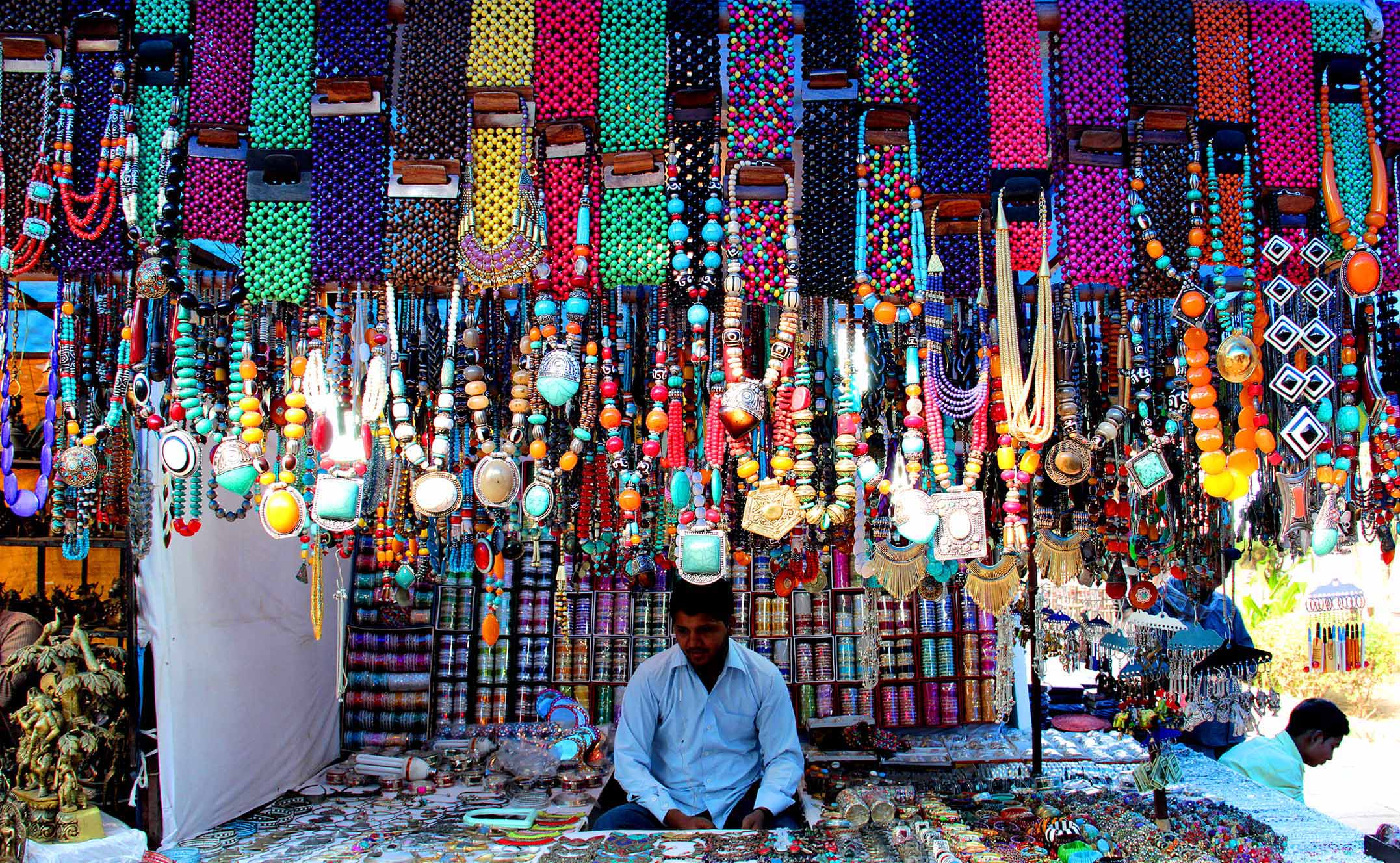  New Delhi: A stall decorated with colourful jewellery at Dilli Haat in New Delhi. LokMarg.com Photo by Rajnish Katyal 