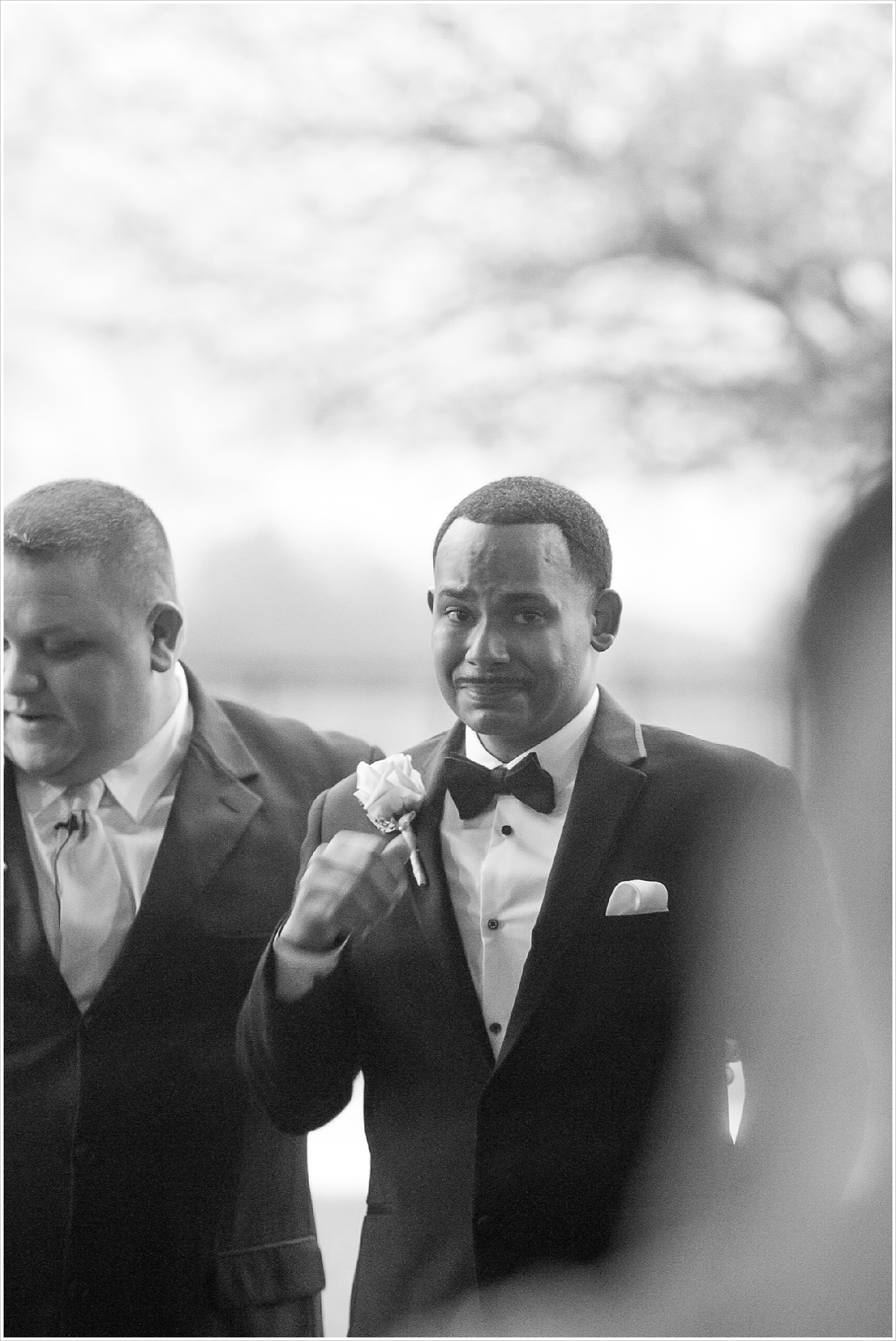Groom emotional seeing his bride walk down the aisle at La Rio Mansion