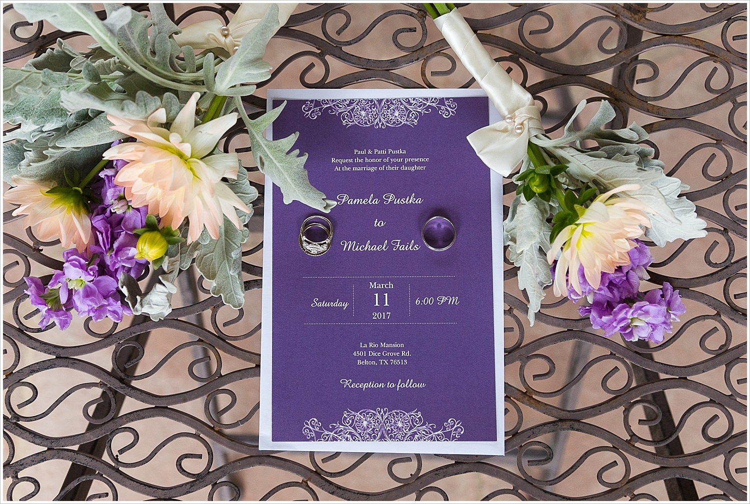 Purple wedding invitation suite