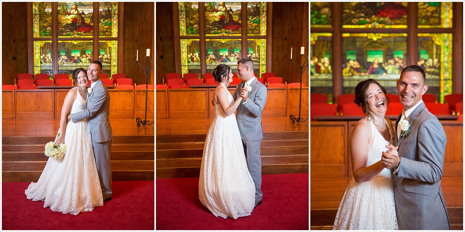 Bride and groom dance in the sanctuary of Central Presbyterian Church in Waco/Woodway, TX - Jason & Melaina Photography, www.jasonandmelaina.com