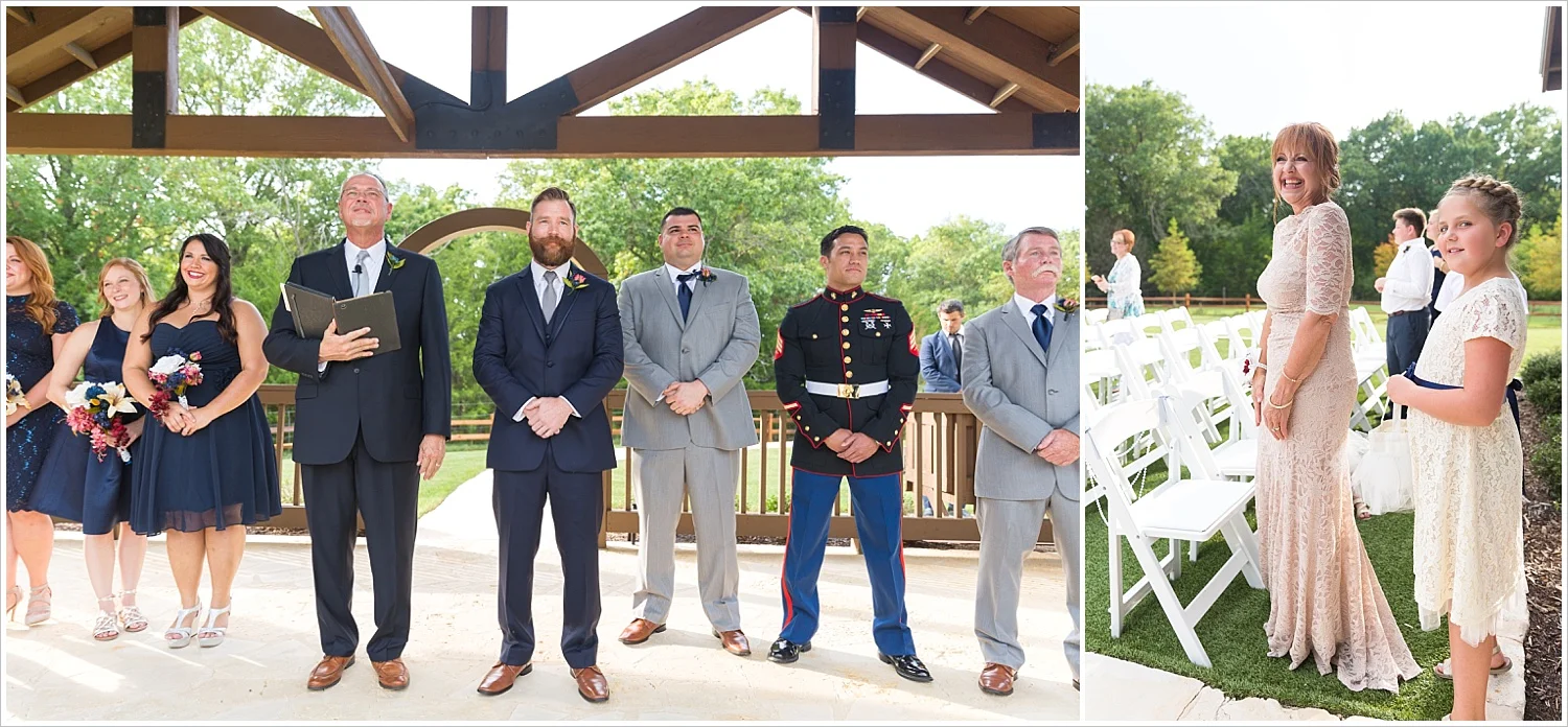 Ceremony, summer blush and navy wedding at Stone Hall at The Springs in McKinney, Texas, Jason & Melaina Photography, www.jasonandmelaina.com