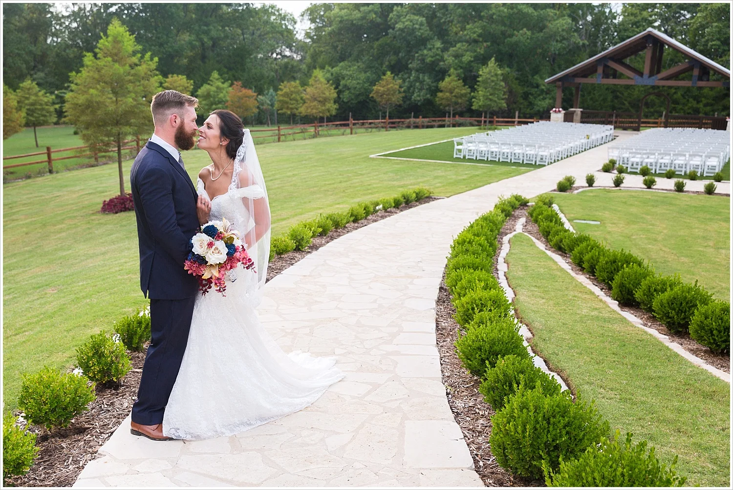 Bride and groom portraits, summer blush and navy wedding at Stone Hall at The Springs in McKinney, Texas, Jason & Melaina Photography, www.jasonandmelaina.com