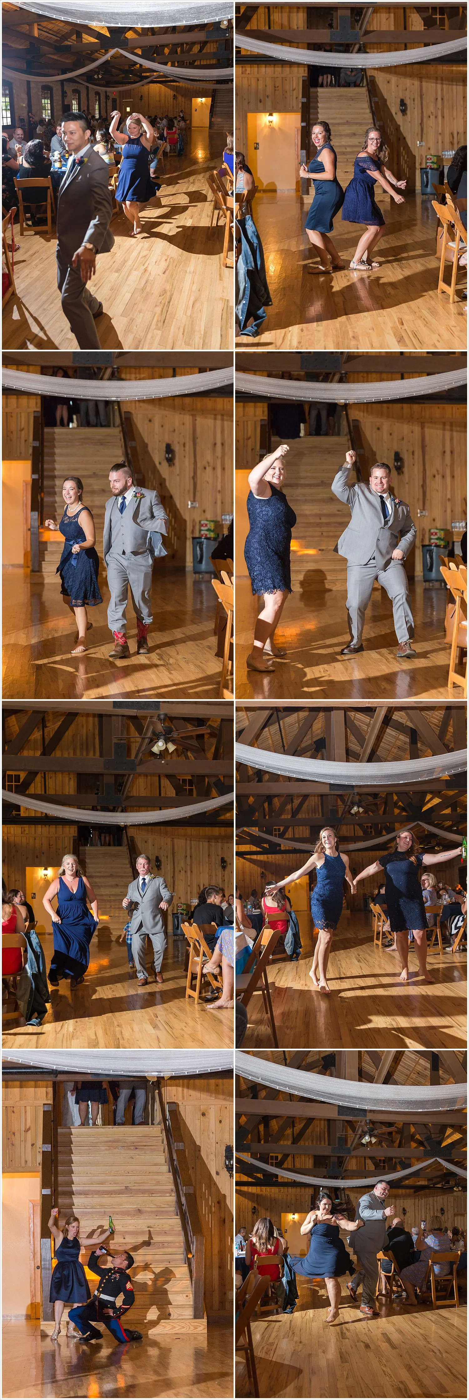 Bridal party grand entrance at reception, summer blush and navy wedding at Stone Hall at The Springs in McKinney, Texas, Jason & Melaina Photography, www.jasonandmelaina.com