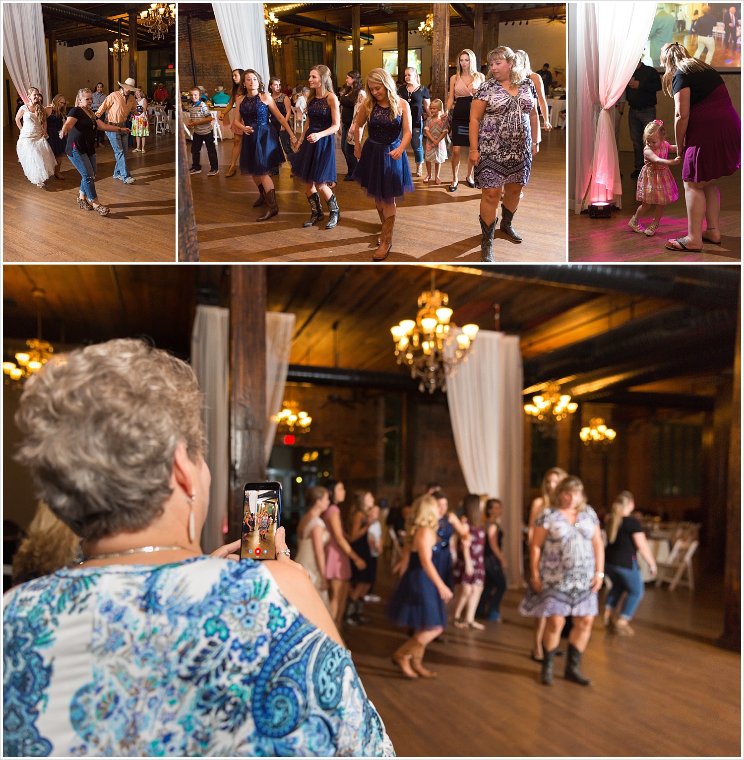 Bride and bridal party dance at reception, Navy and blush Texas Reception at The Phoenix Ballroom, Jason & Melaina Photography - www.jasonandmelaina.com