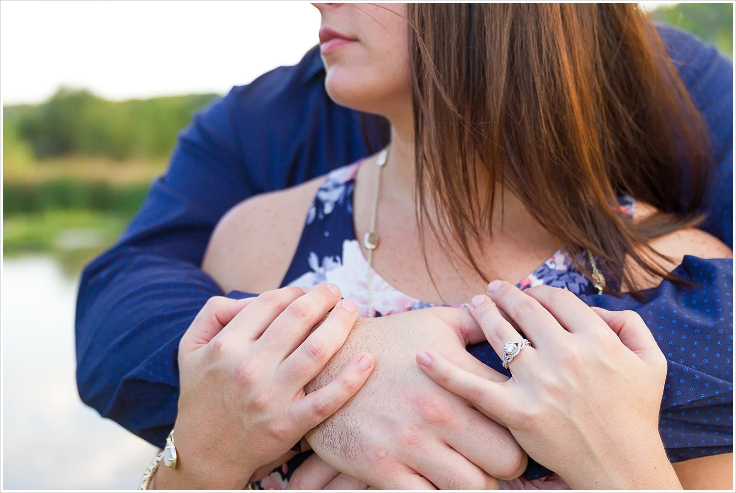 Square diamond engagement ring with diamond rope band, engagement session in Waco, Texas, Jason & Melaina Photography- www.jasonandmelaina.com