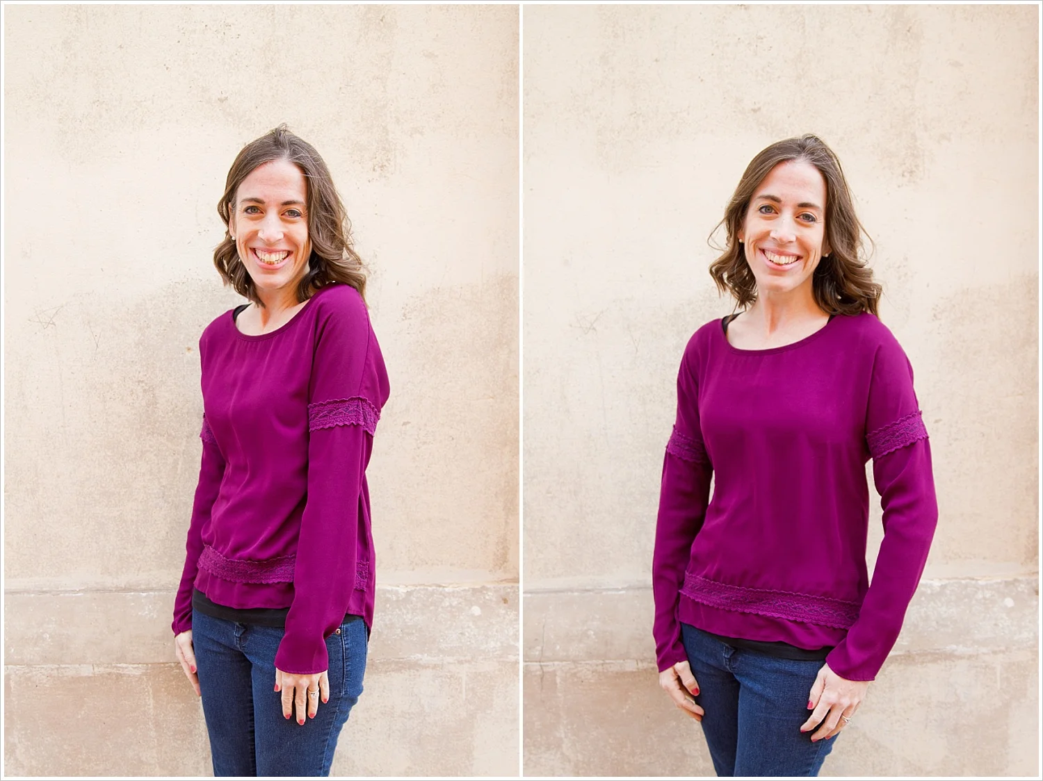 Before and after examples of posing trick to make your arms look slimmer in photos - Jason & Melaina Photography, Waco & Texas Wedding Photographers - www.jasonandmelaina.com