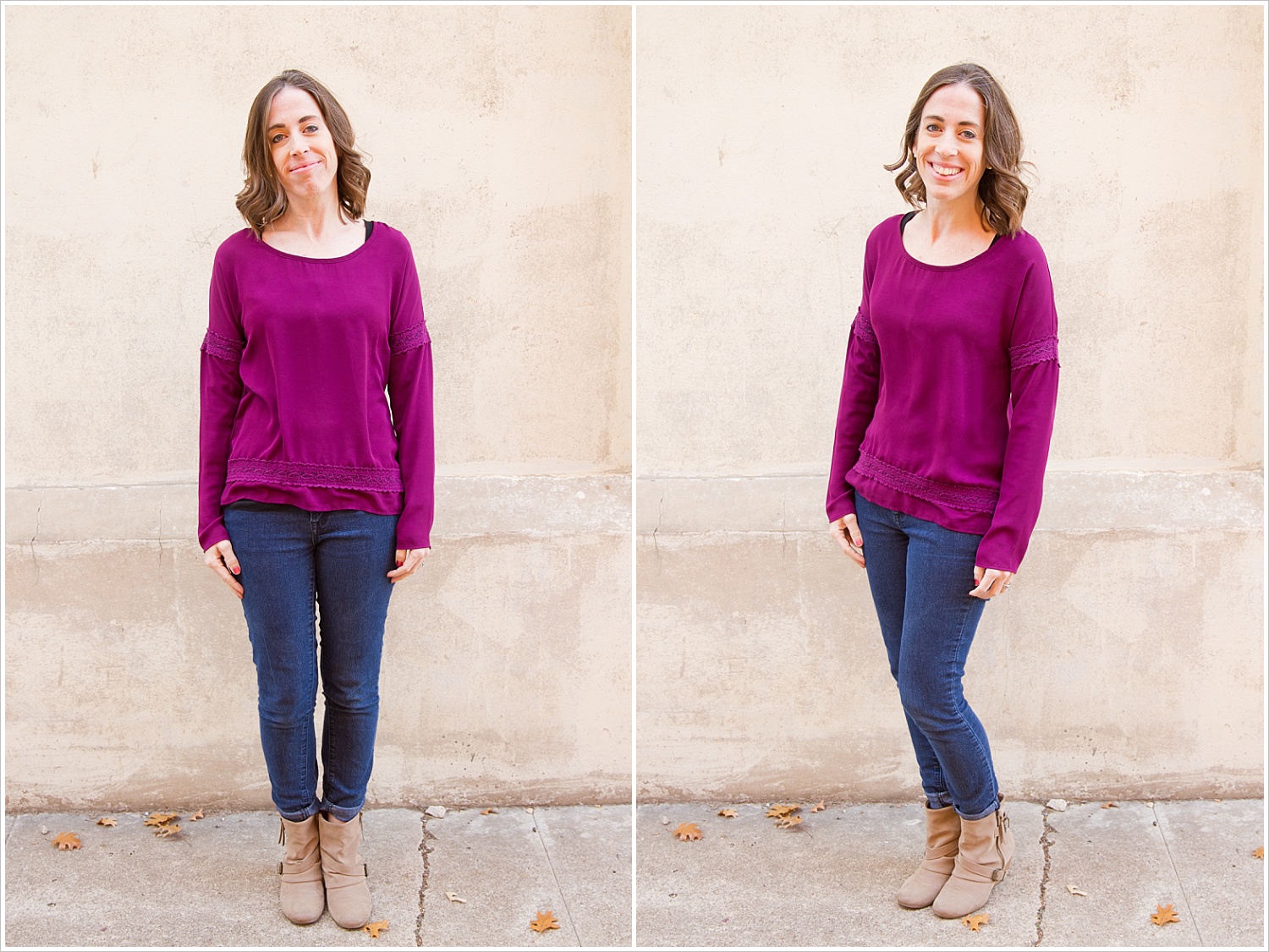 Before and after examples of posing technique to make your hips appear smaller in photos - Jason & Melaina Photography, Waco & Texas Wedding Photographers - www.jasonandmelaina.com