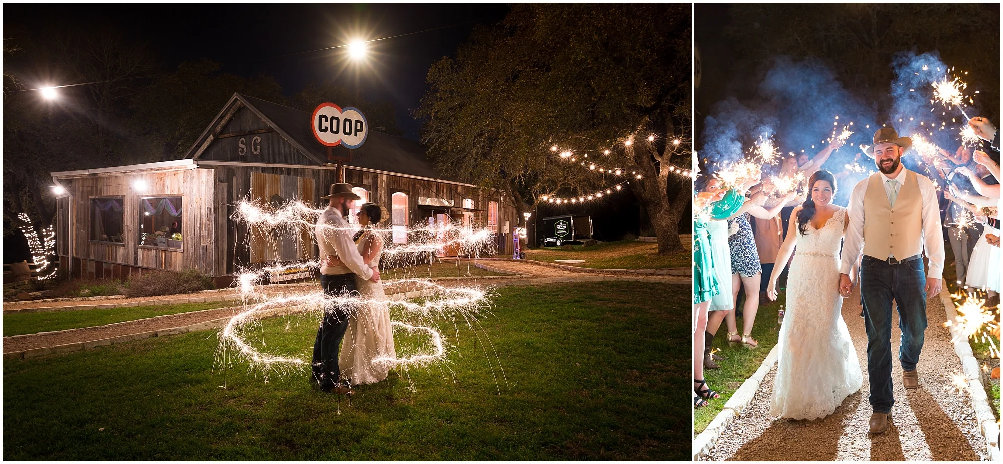 Bride and groom hold one another surrounded by sparklers - Jason & Melaina Photography - www.jasonandmelaina.com